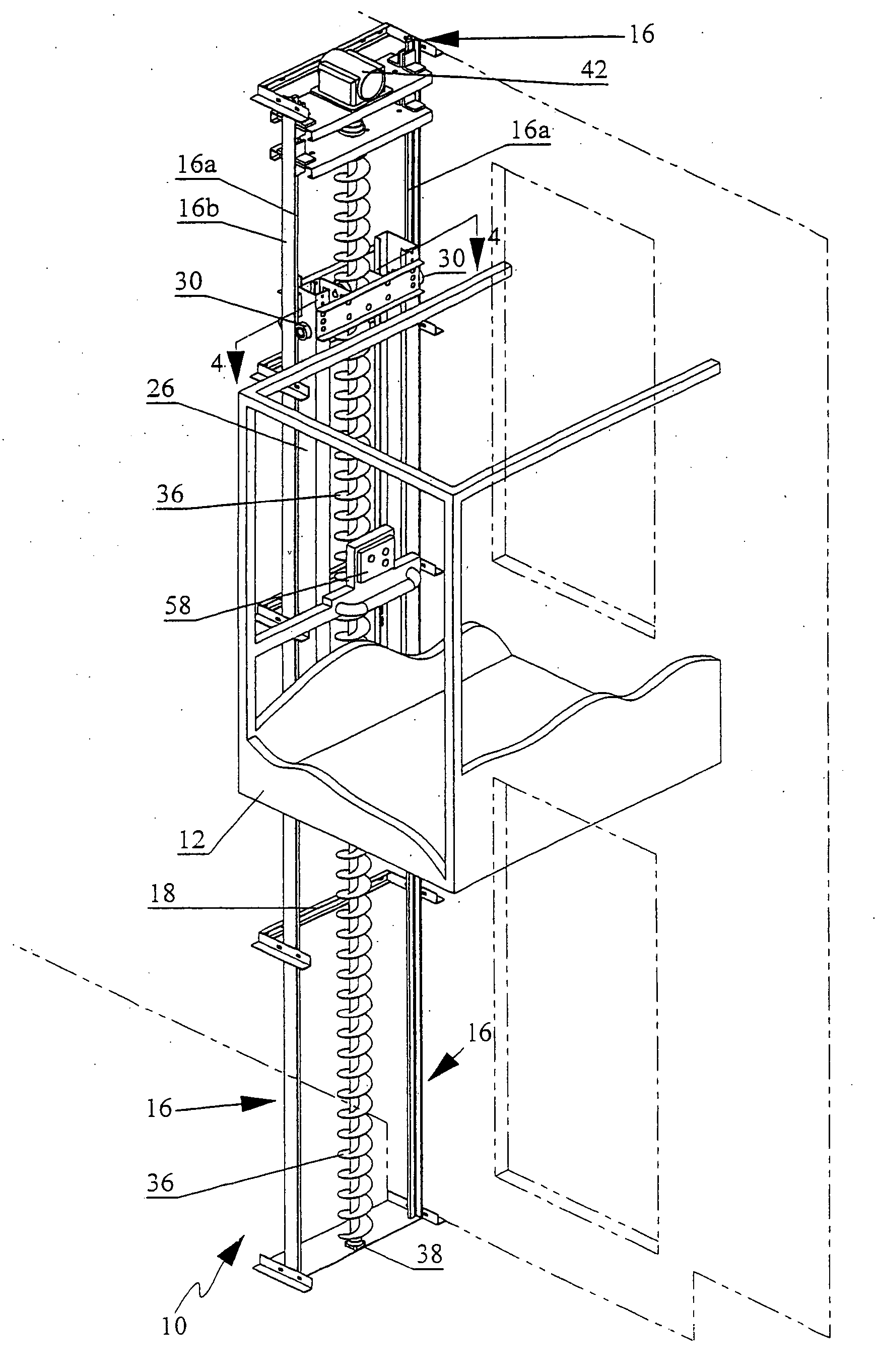 Helical screw lift system for an elevator