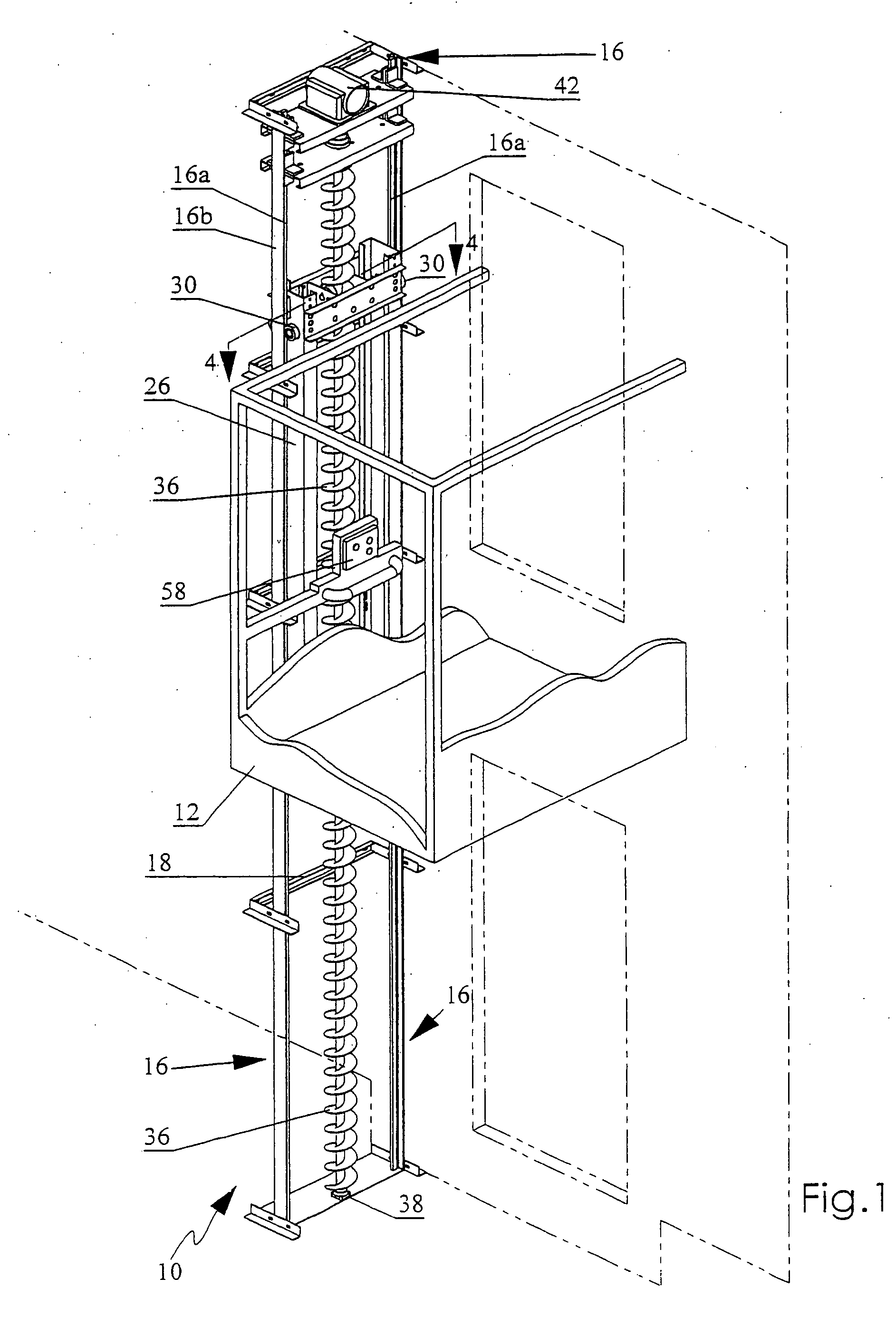 Helical screw lift system for an elevator