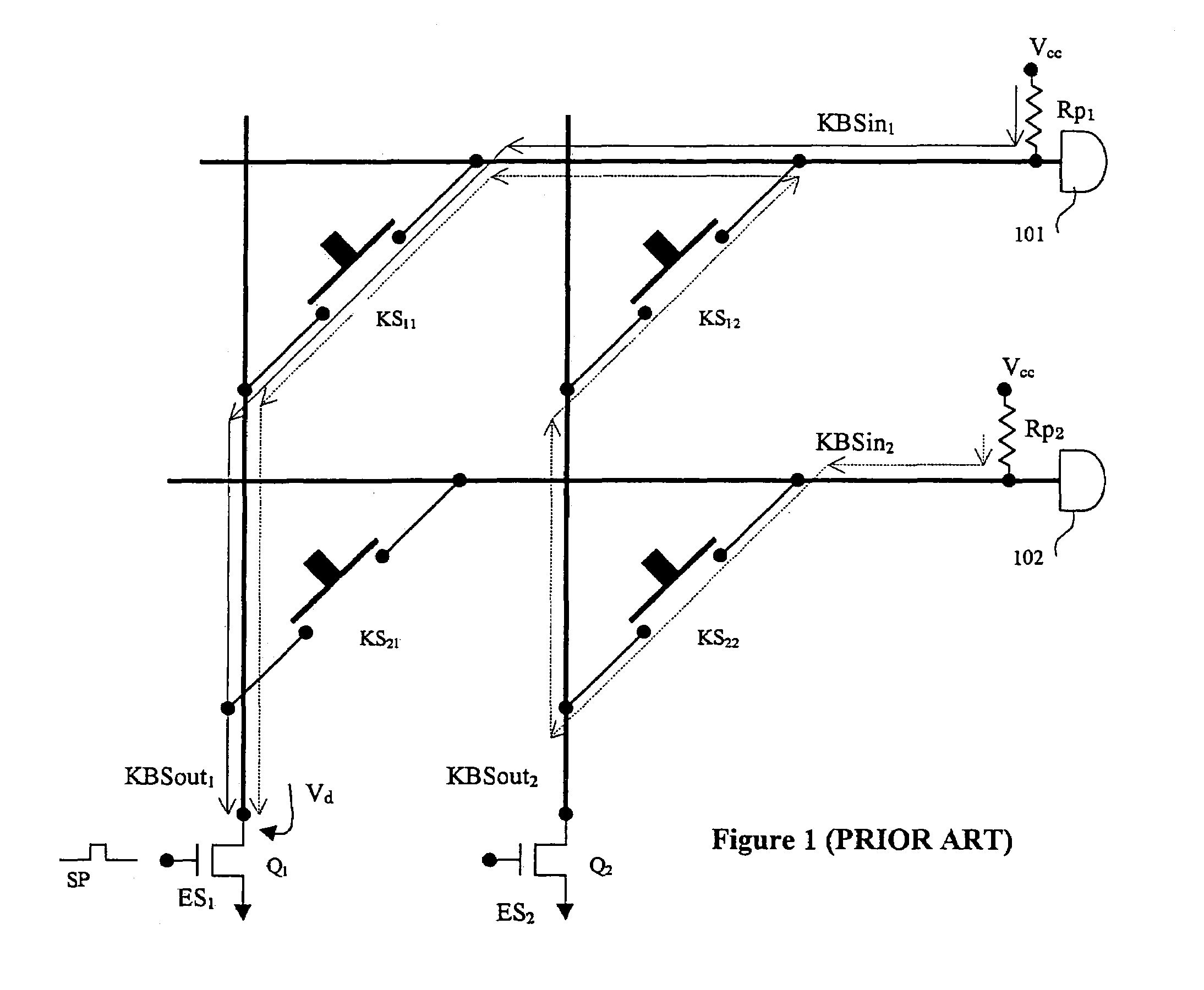 A/D converter with comparators and low-power detection mode for resistive matrix keyboards