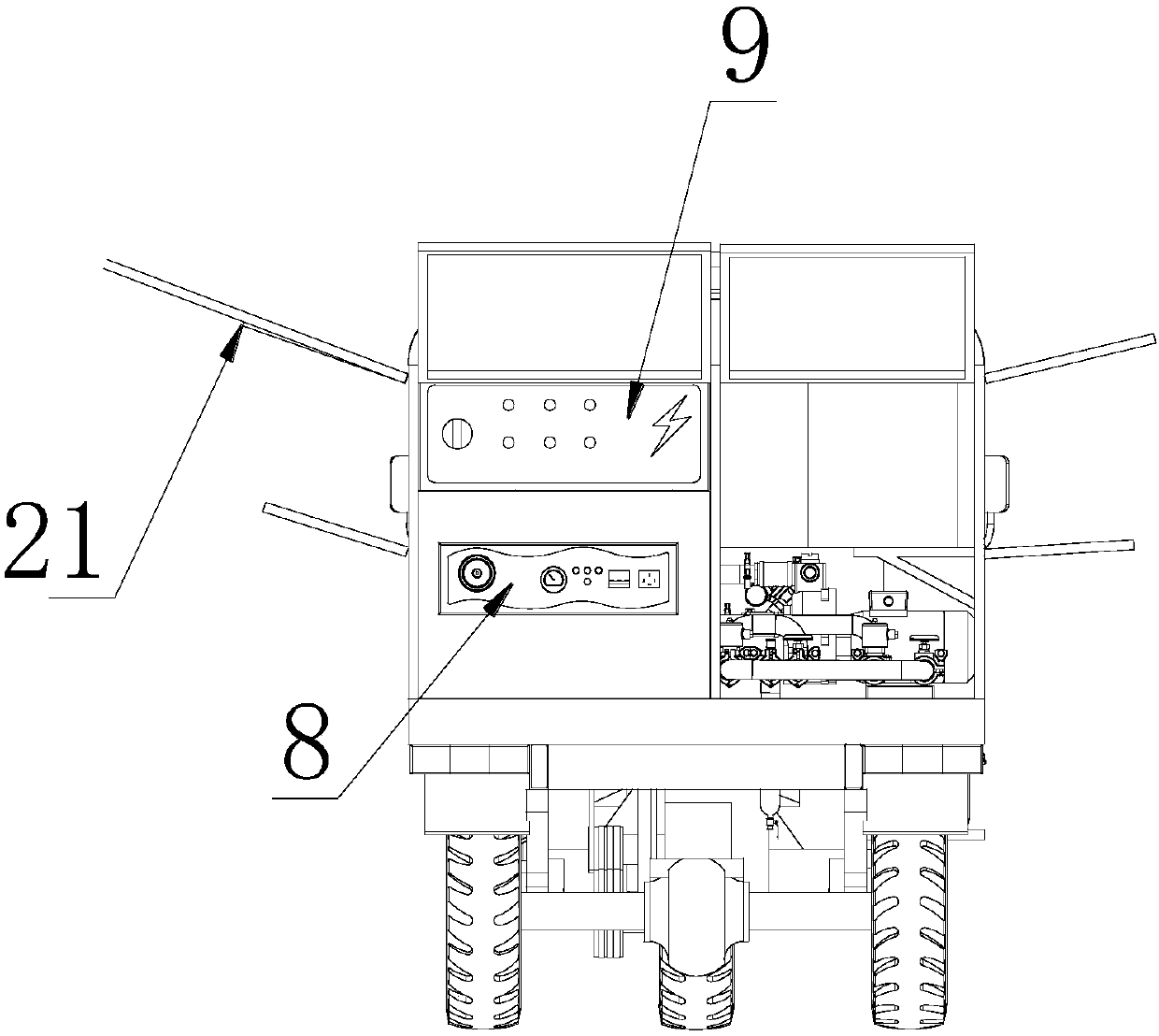 Mountain forest fire fighting truck with pressure relief device