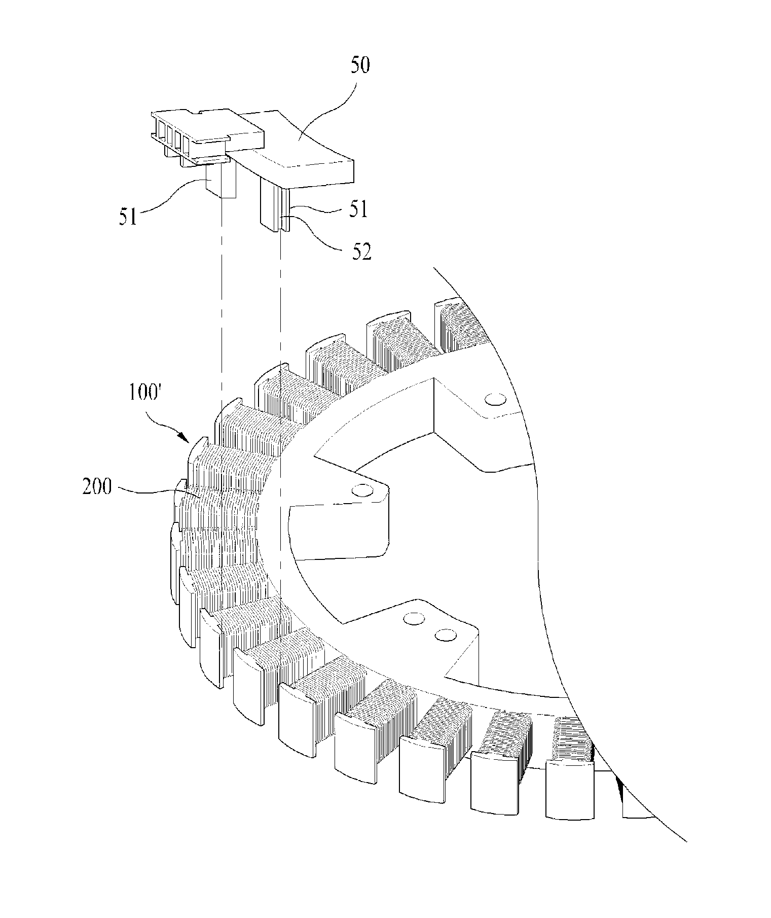 Stator assembly for motor having hall sensor part fixed to end of tooth of stator