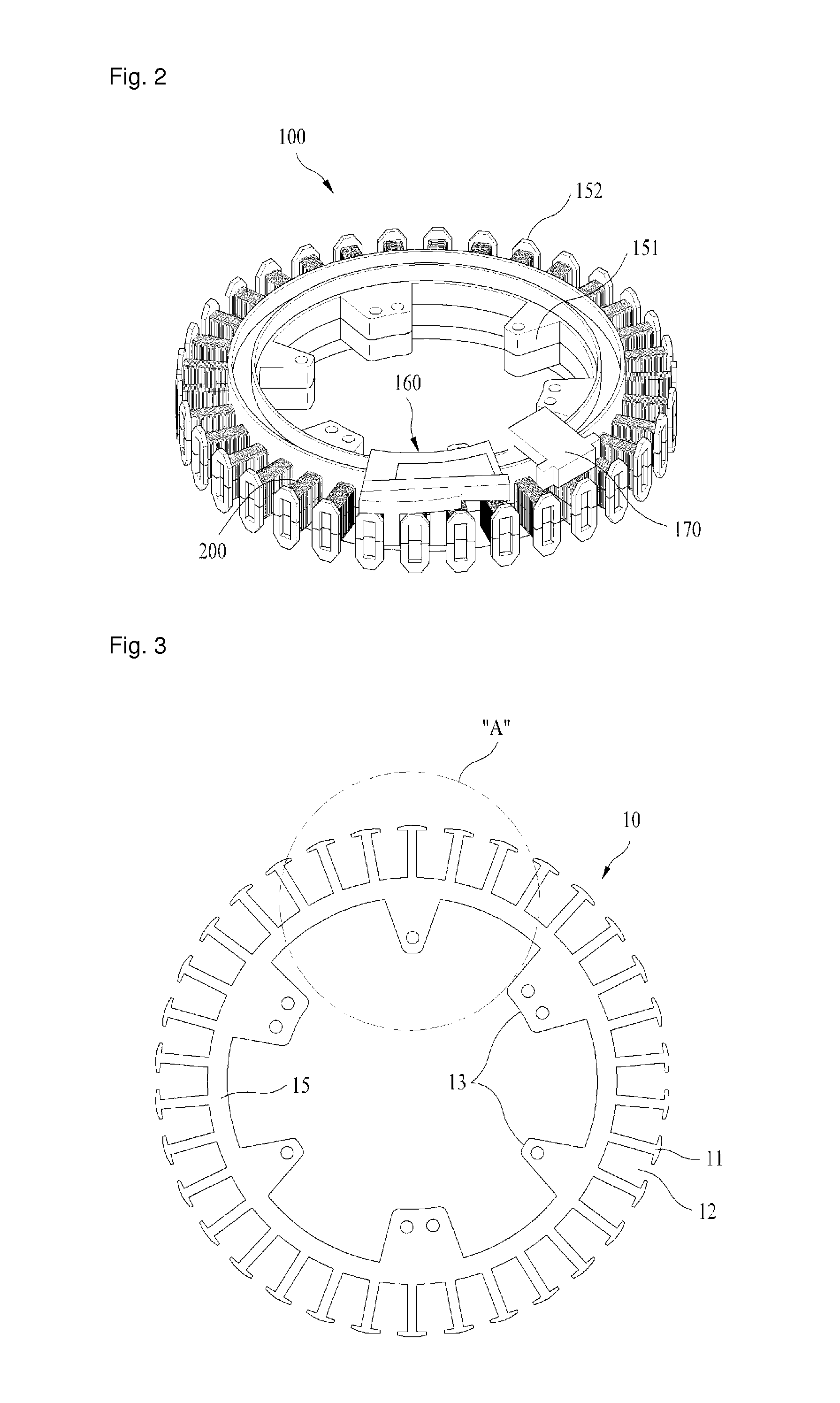 Stator assembly for motor having hall sensor part fixed to end of tooth of stator