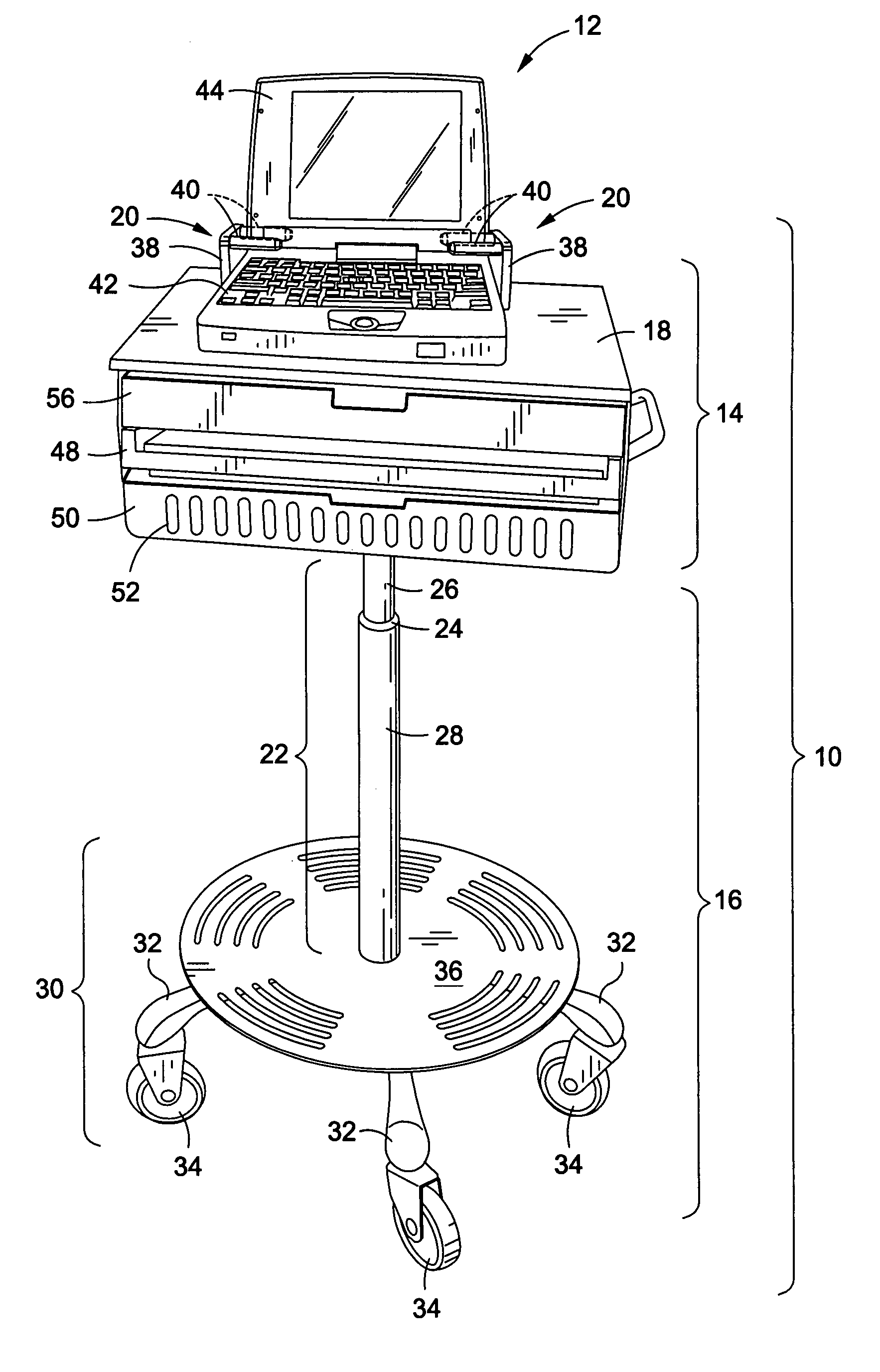 Secure shelf for technology workstand