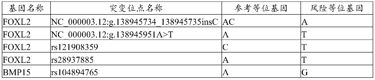 Marker composition for premature ovarian failure gene detection and detection kit