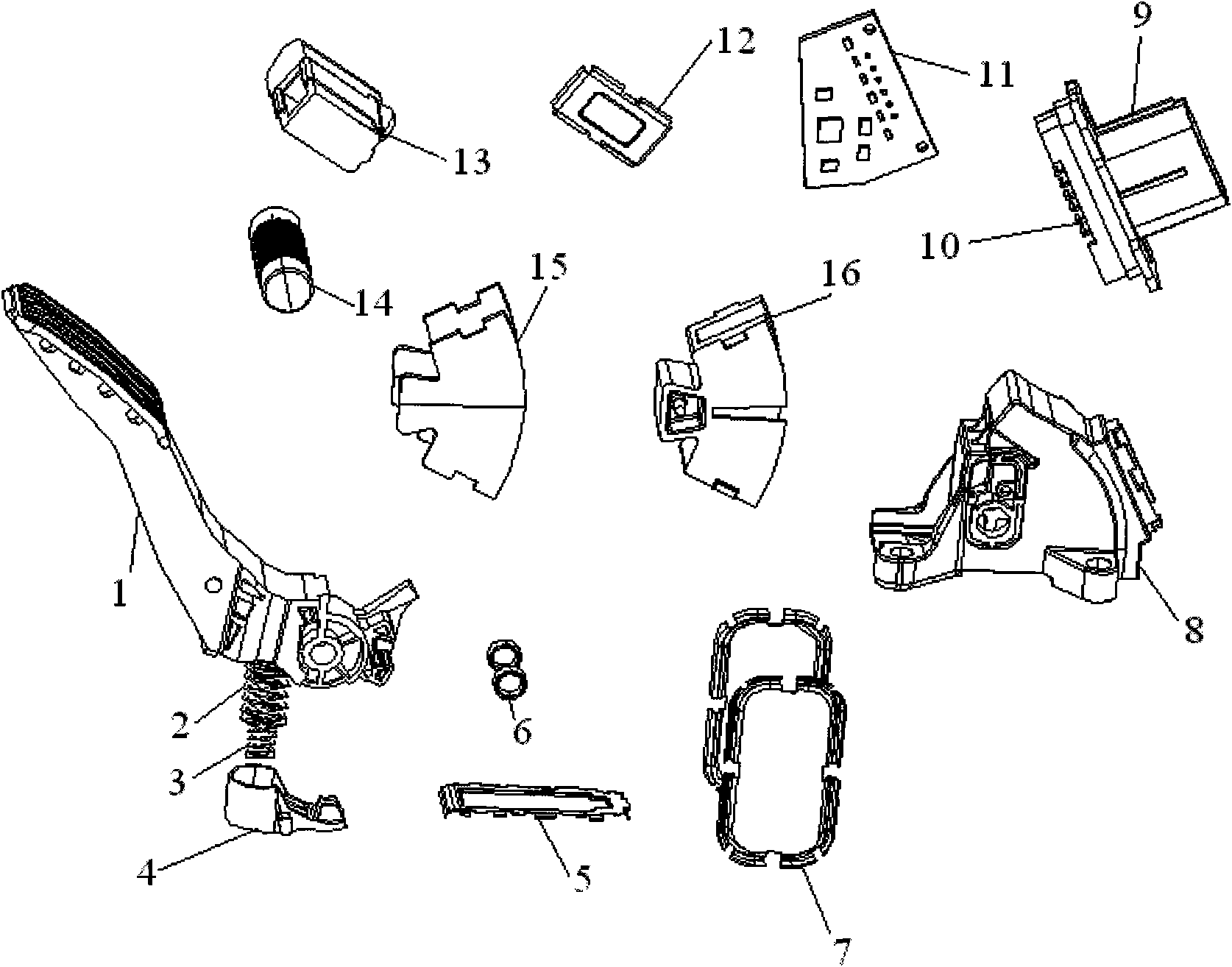 Non-contact type automobile electronic throttle pedal