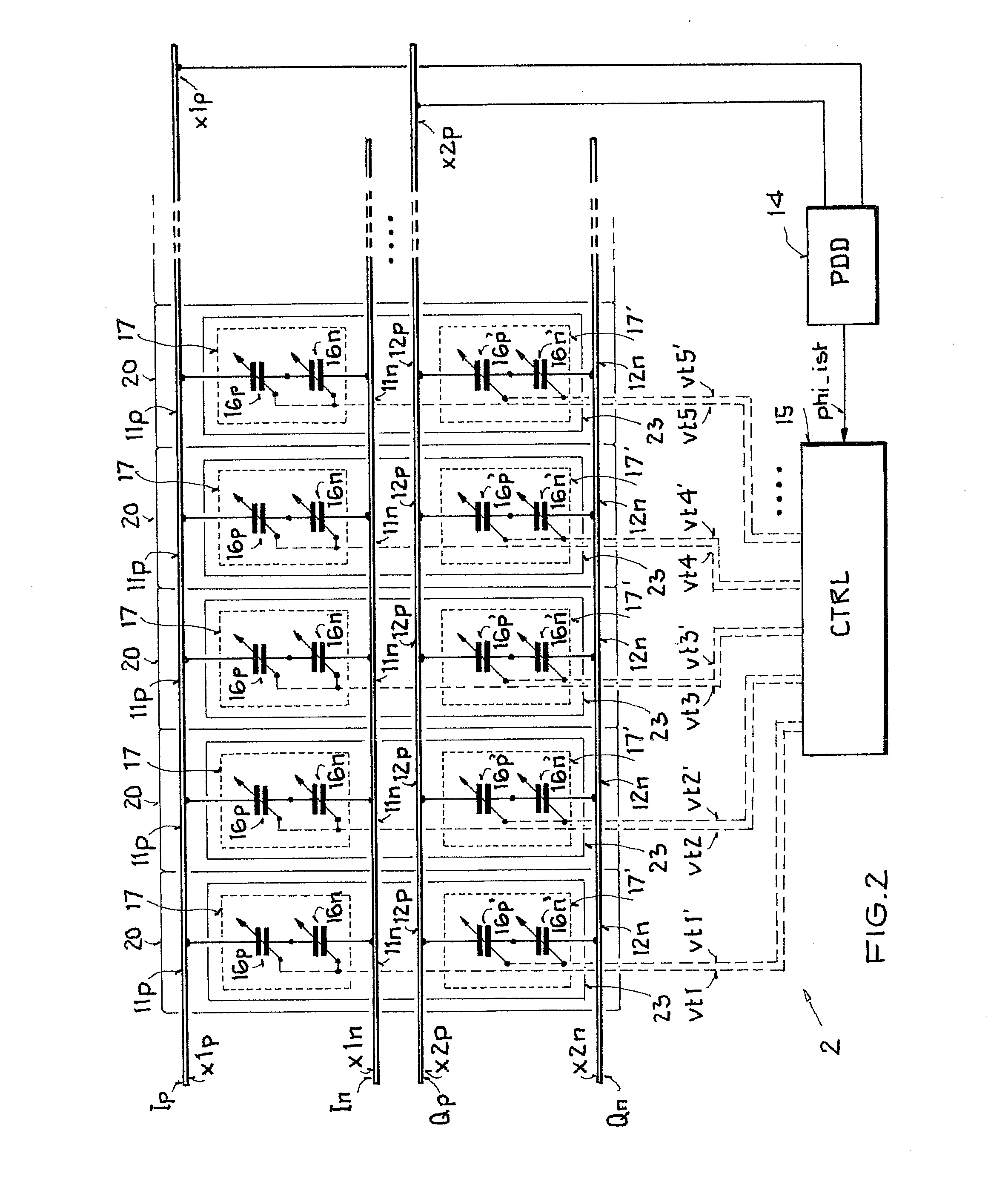 Integrated circuit arrangement to set a phase difference