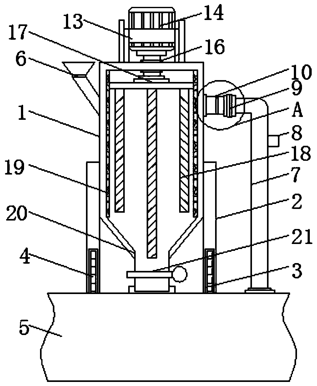 Feed preheating device of reduced ferrotitanium powder calcining rotary furnace