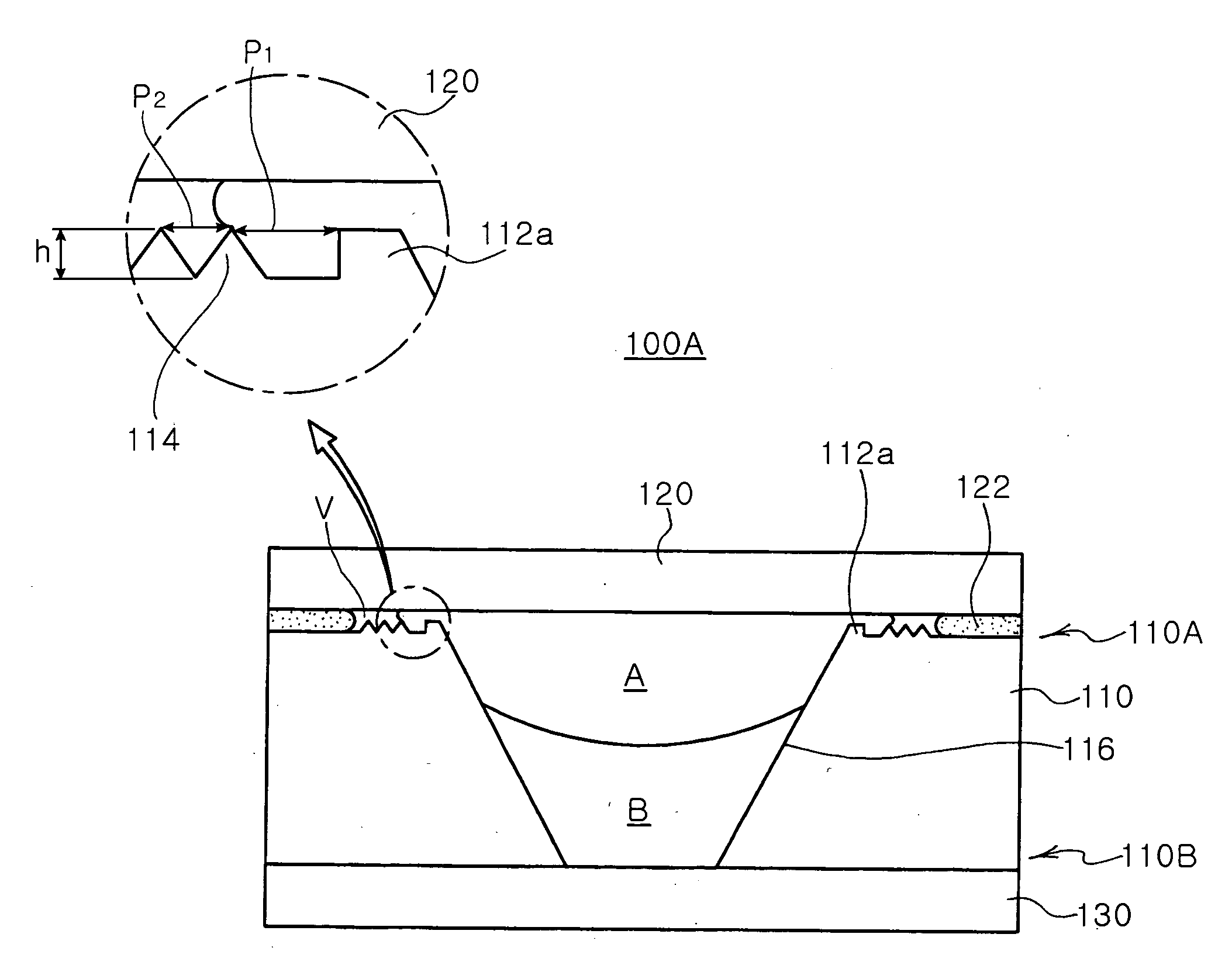 Variable focus lens having a plurality of protrusions at one end of fluid chamber