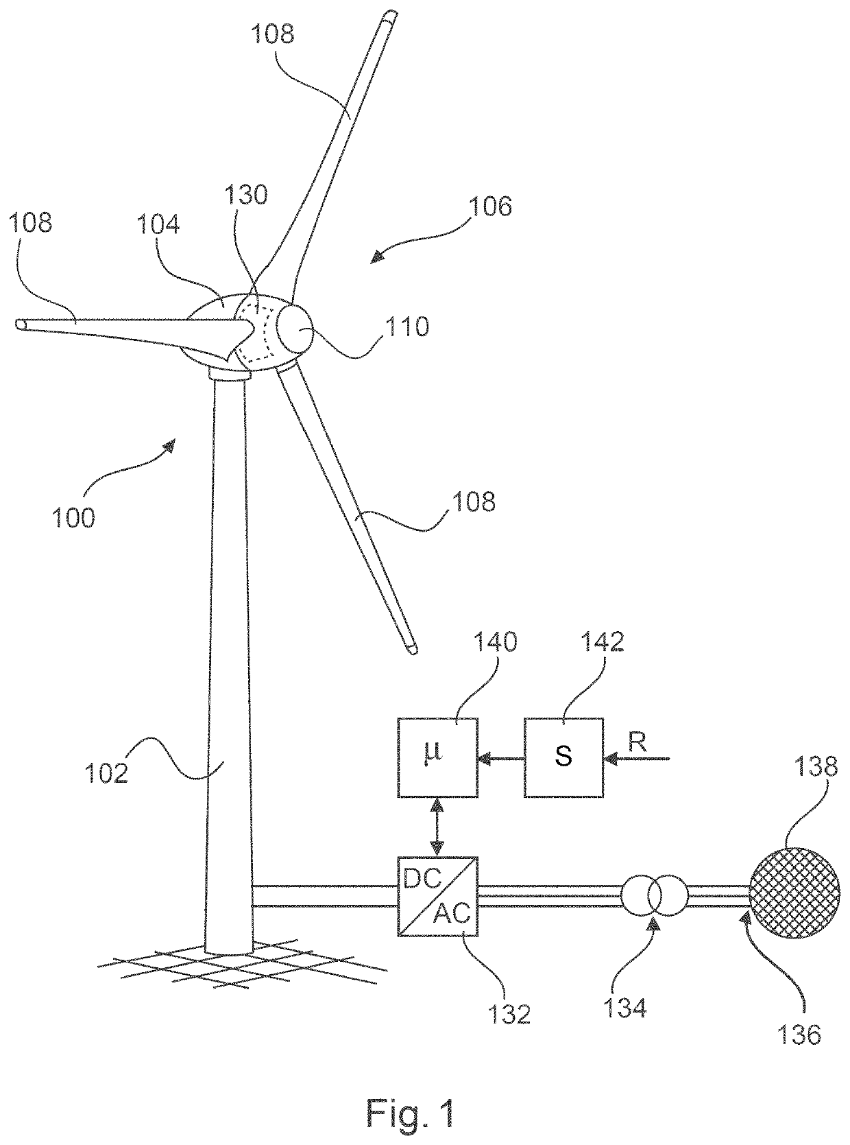 Reduced power operation of a wind turbine