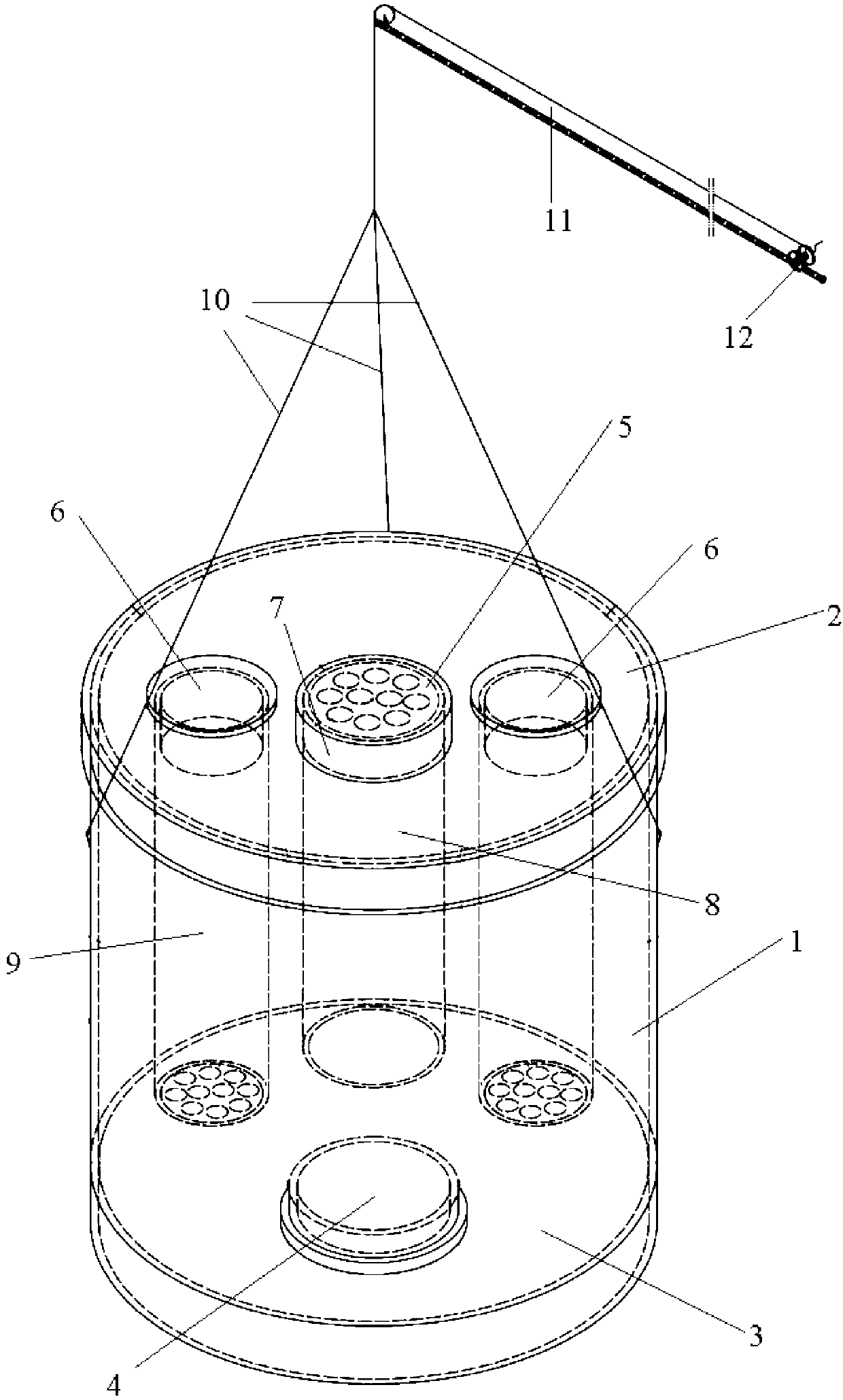 Simply-equipped small-size fish trapping device