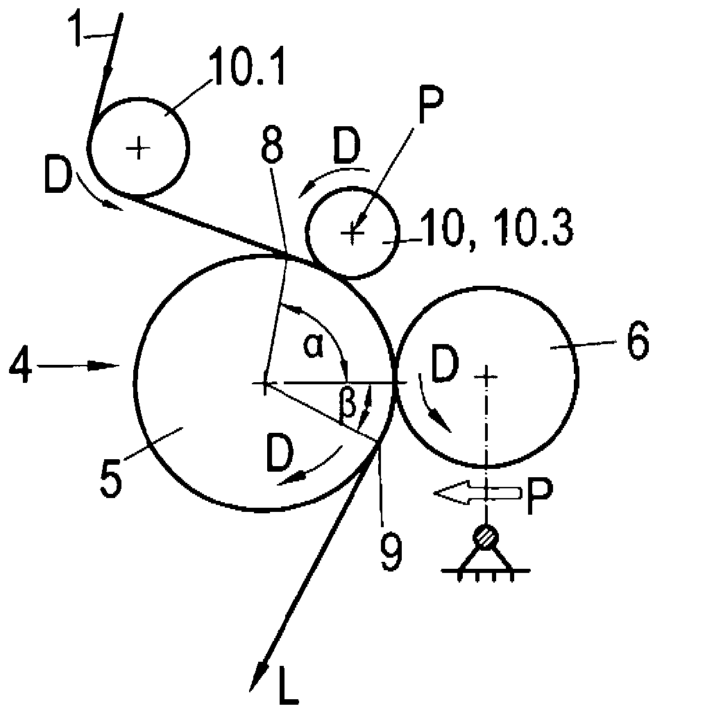 Device for treating a running paper, cardboard or other fiber material web