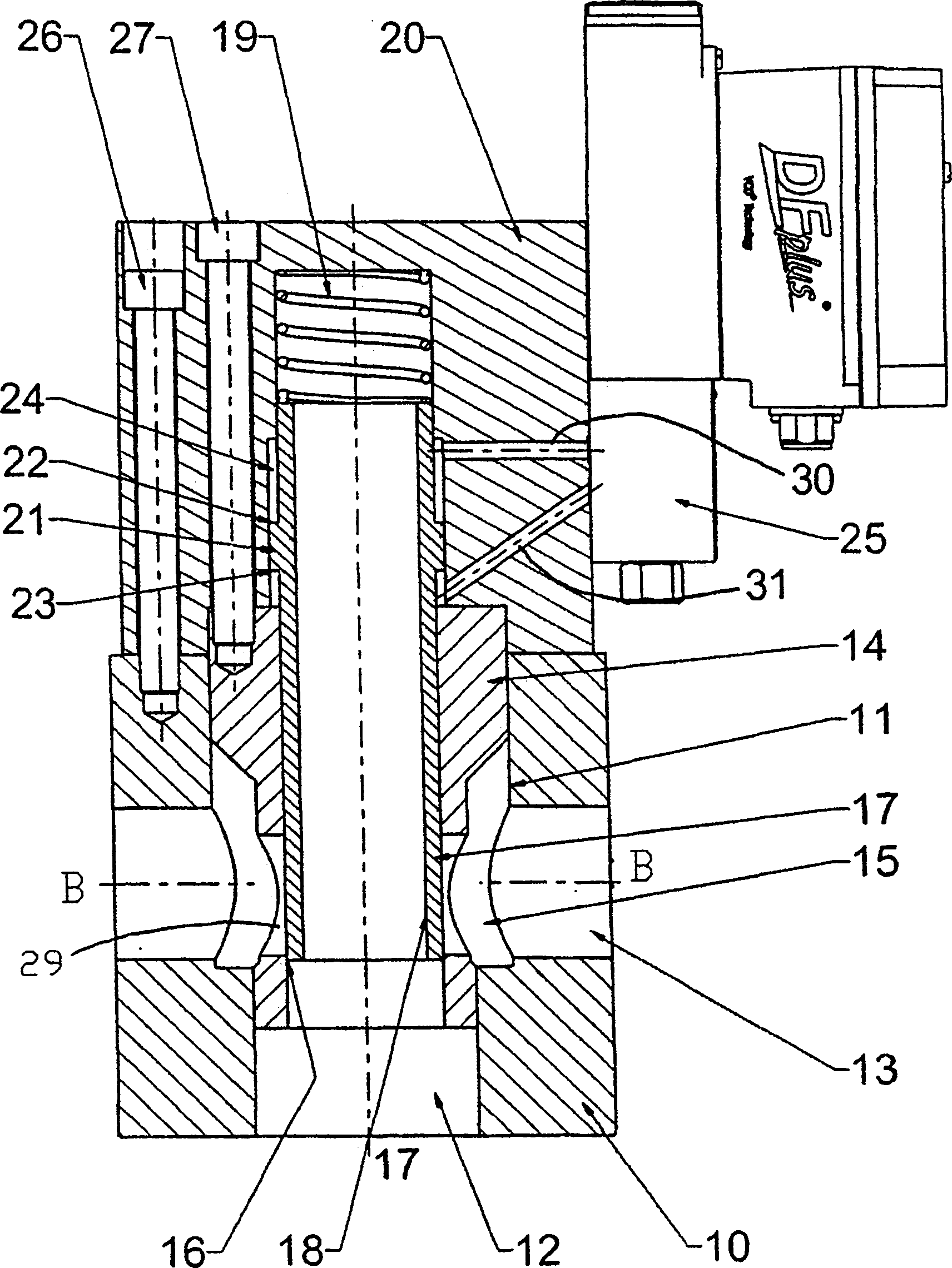 Hydraulic valve assembly having a cartridge insert valve exhibiting a closing element arranged in a pressure equalized manner