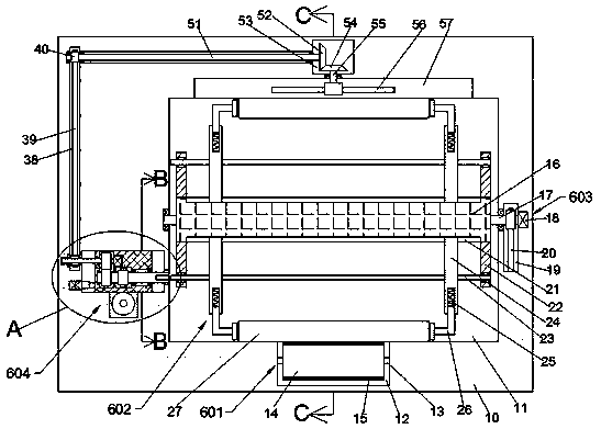 Brushing device for wood anti-corrosion treatment