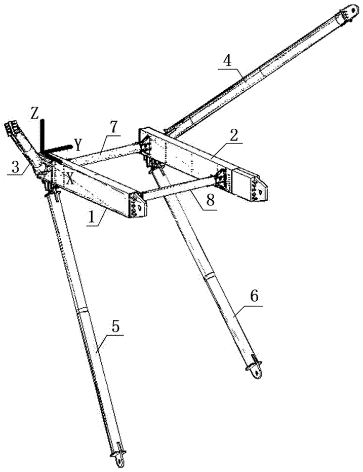 Six-support wall-mounted type tower crane space supporting system