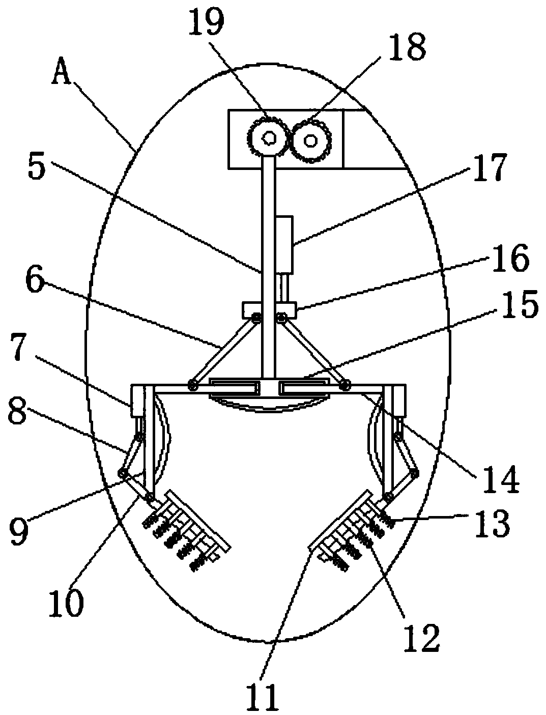 Mechanical arm provided with flexible gripping device