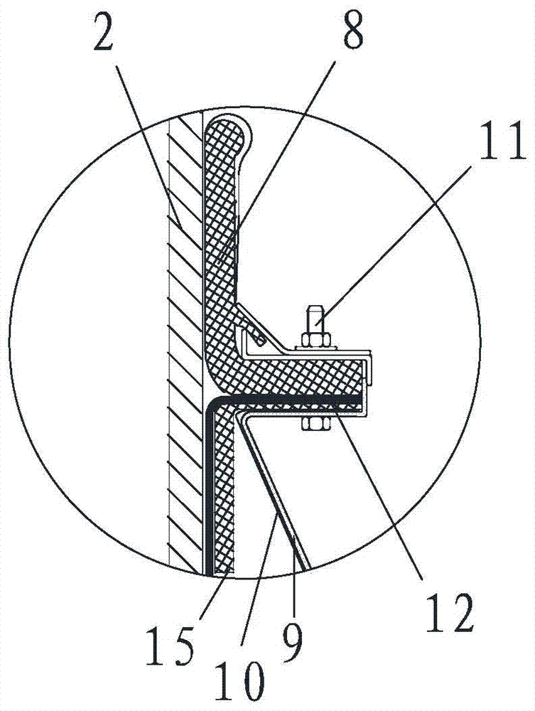 A sealing device between the floating plate and the tank wall of an outer floating roof tank and its installation method