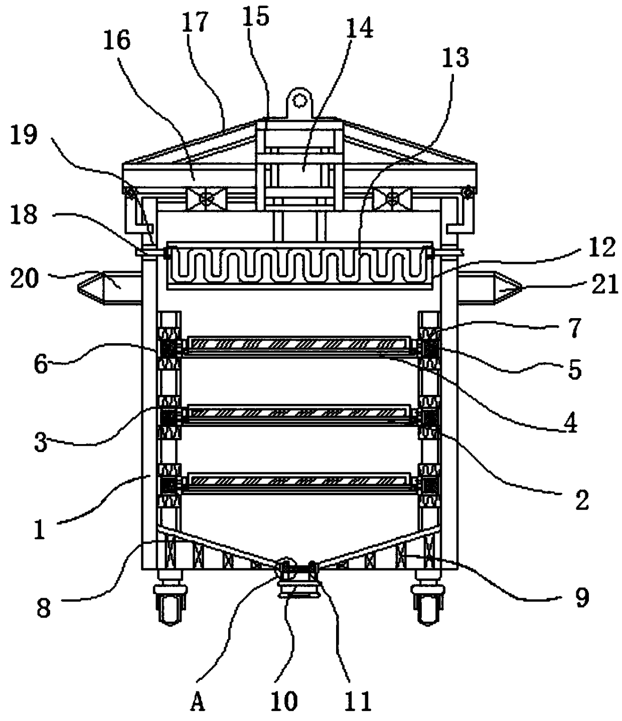 Baked food cooling box for food processing