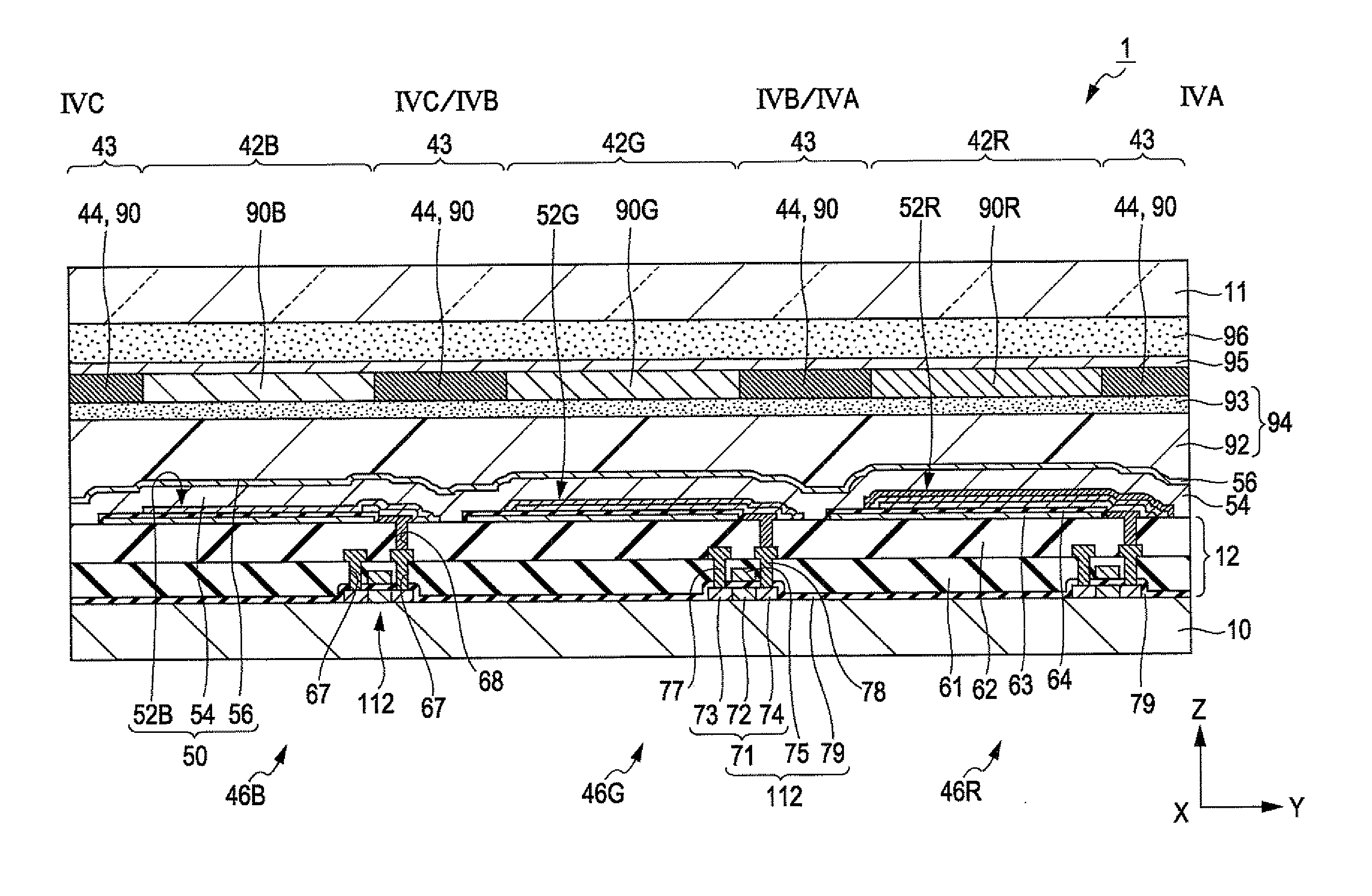 Organic el device, method of producing organic el device, and electronic apparatus