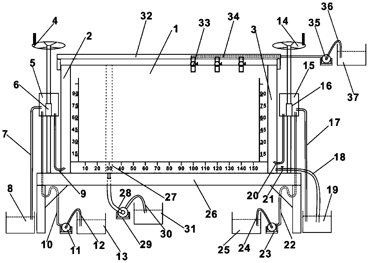 Indoor simulation device for seawater invasion