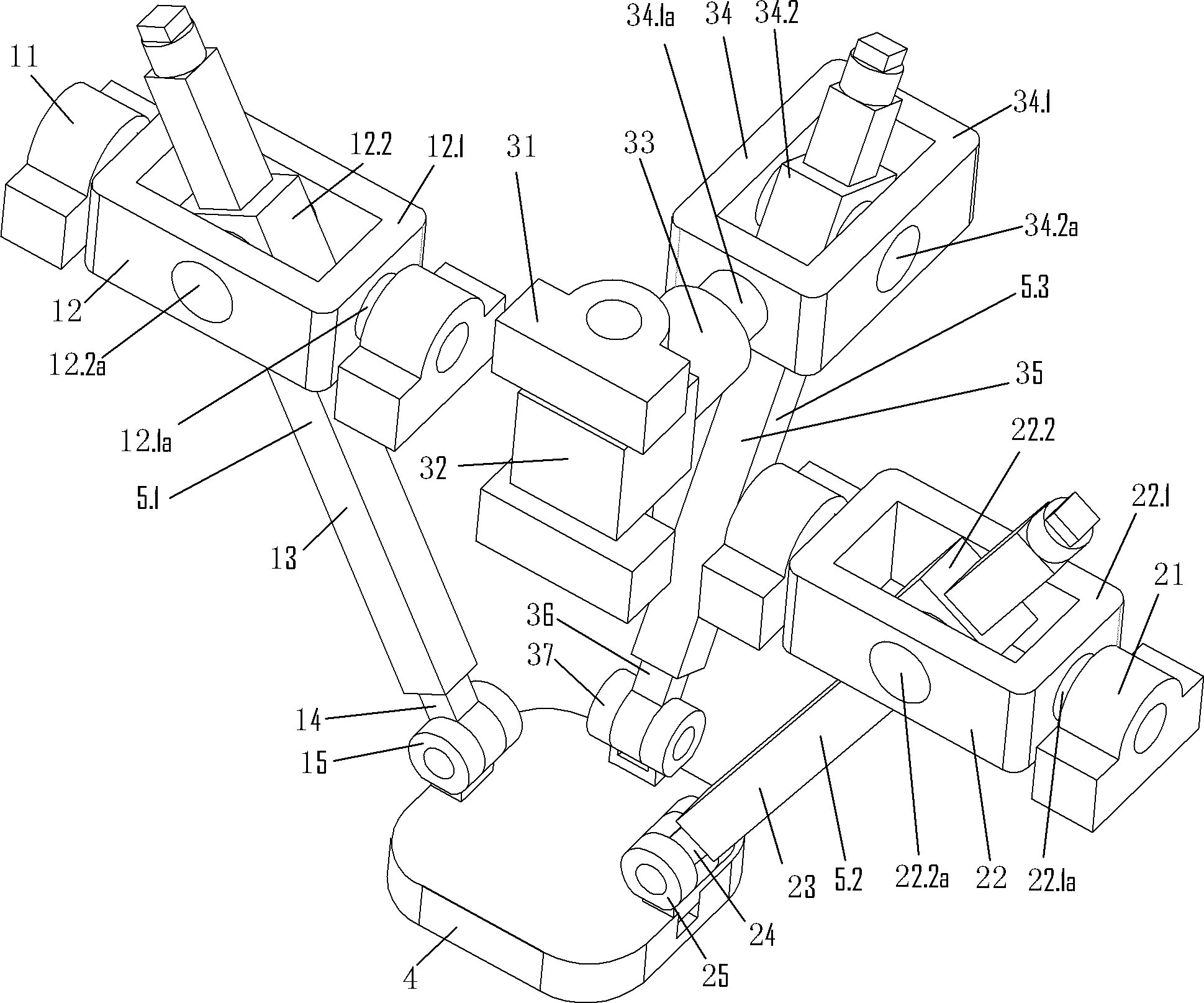 Three- DOF (degree of freedom) parallel mechanism with two vertical intersecting rotating shafts