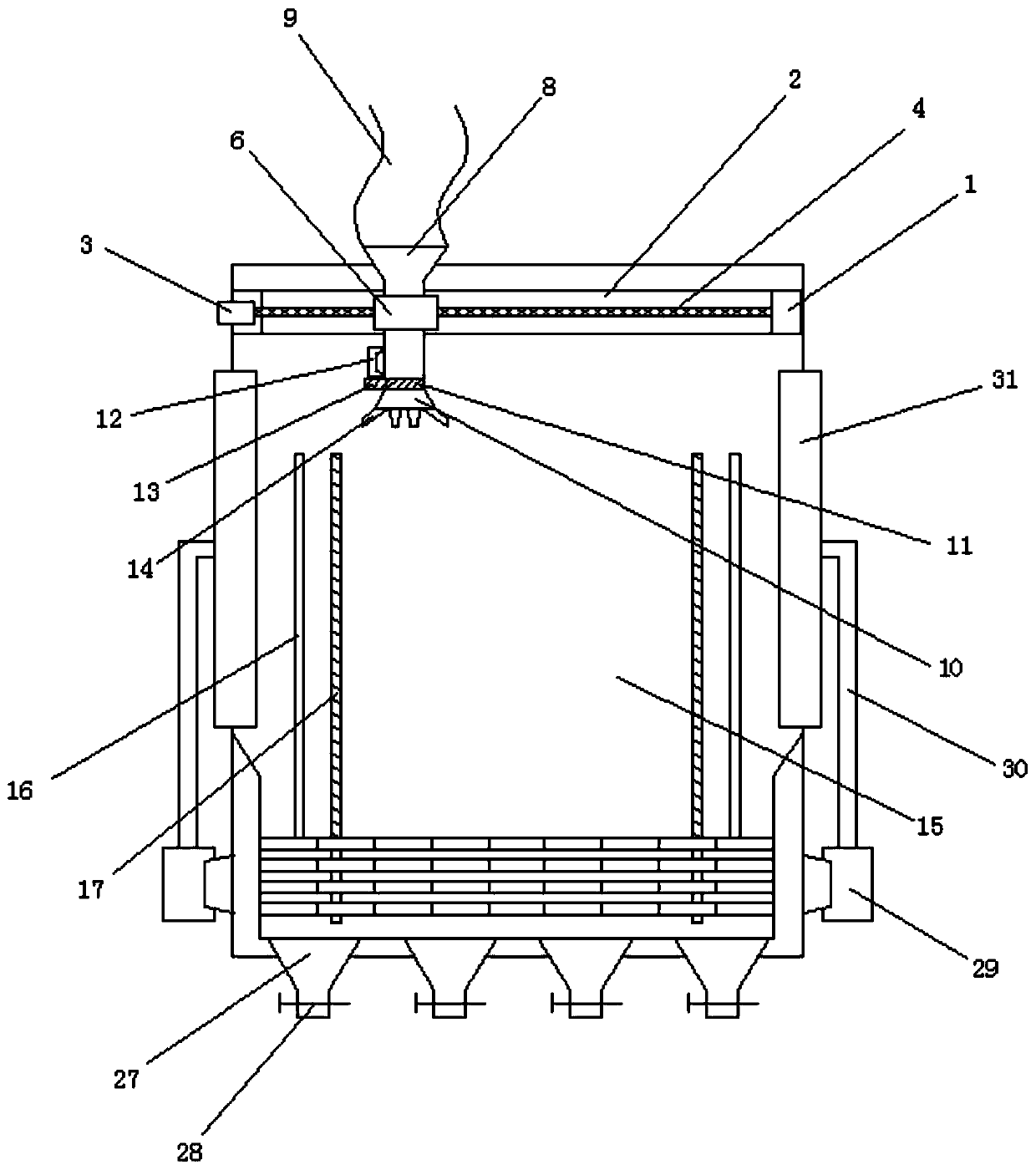 Layering type drying device for grain