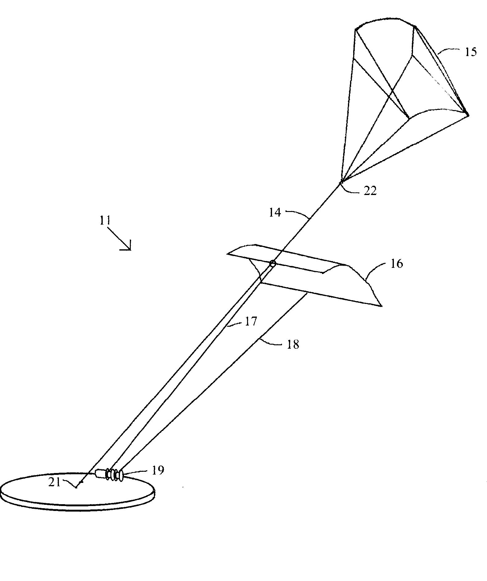 Aerial wind power generation system and method