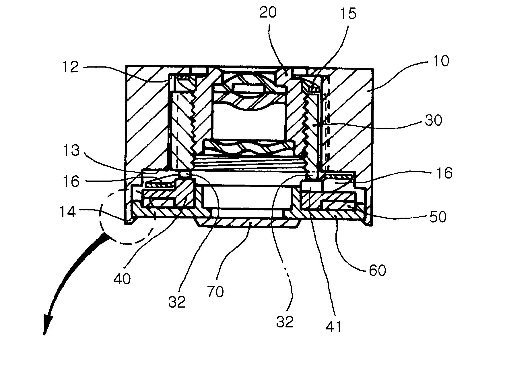 Lens-positioning device of camera module