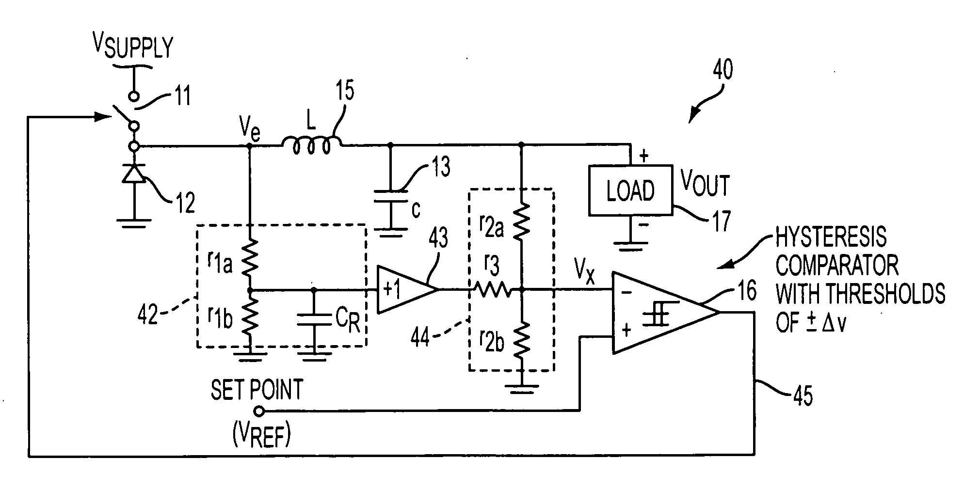 Hysteretic switching regulator