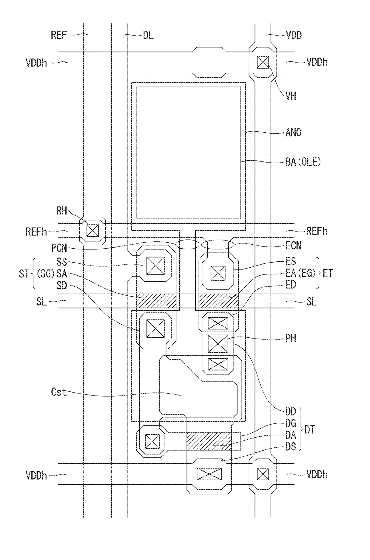 Ultra high density display having high aperture ratio