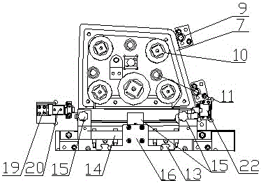 Automobile glass guide rail automatic gluing and installation tooling