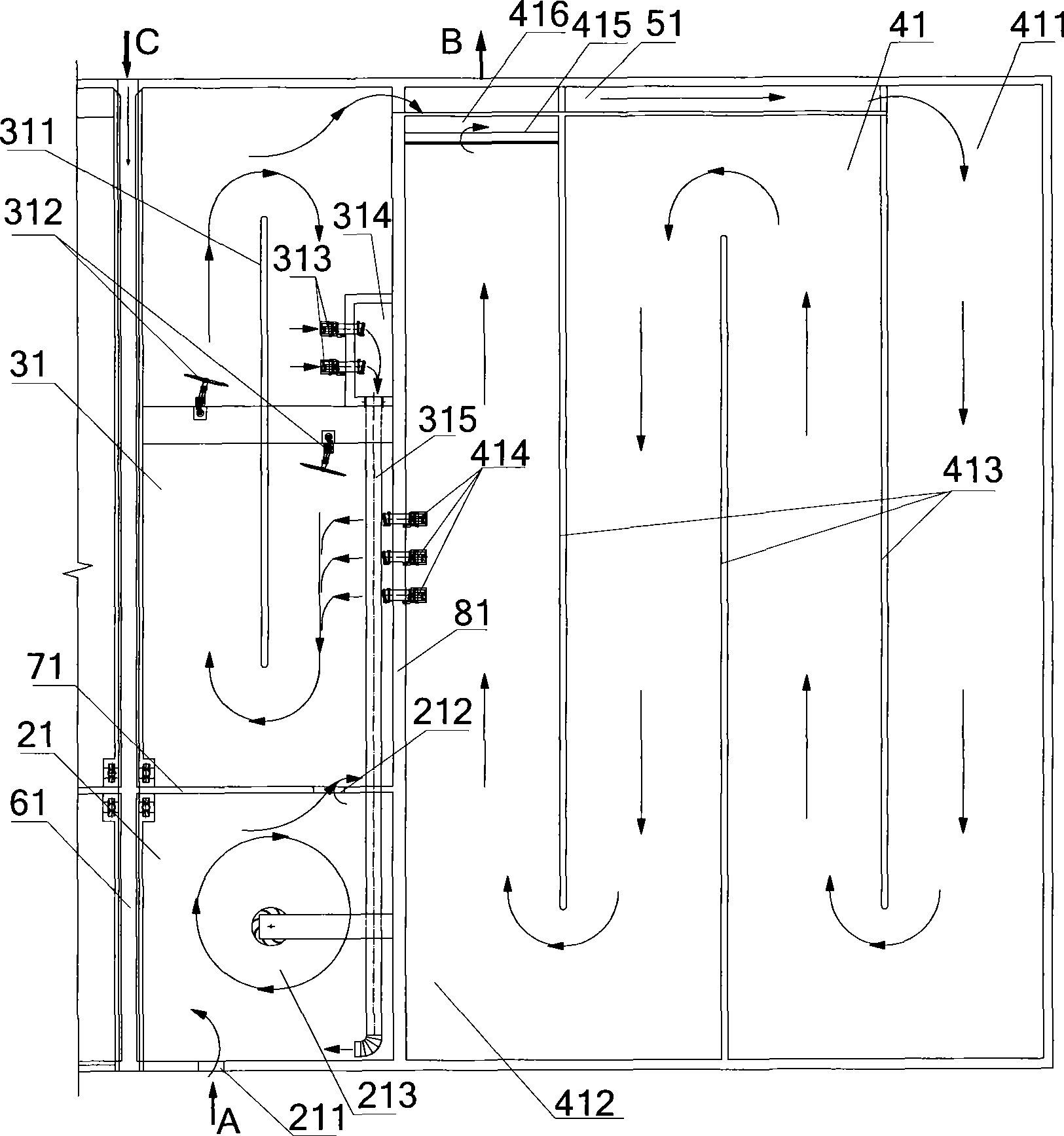 Improved UCT sewage disposal system and method for treating same