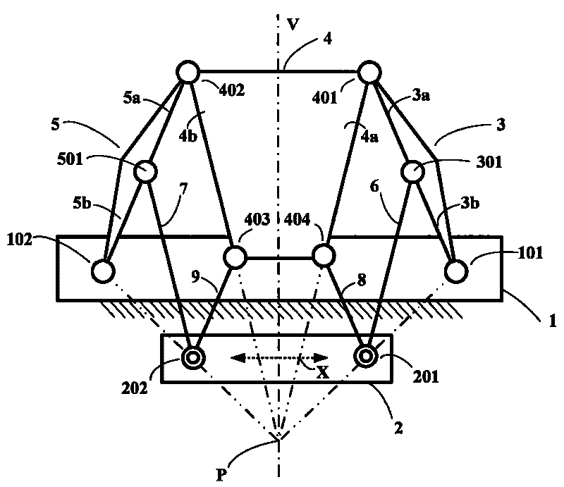 Rectilinear translation planar nine-bar mechanism and method for constructing a rectilinear translation motion mechanism