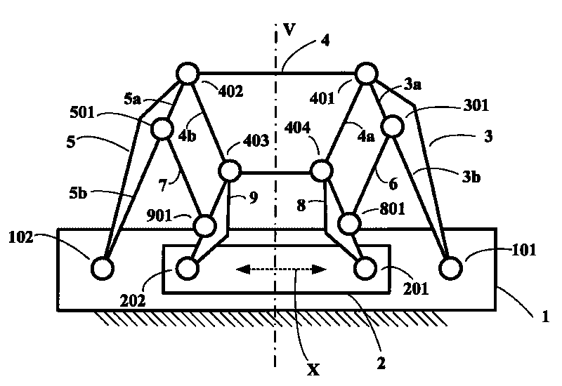 Rectilinear translation planar nine-bar mechanism and method for constructing a rectilinear translation motion mechanism