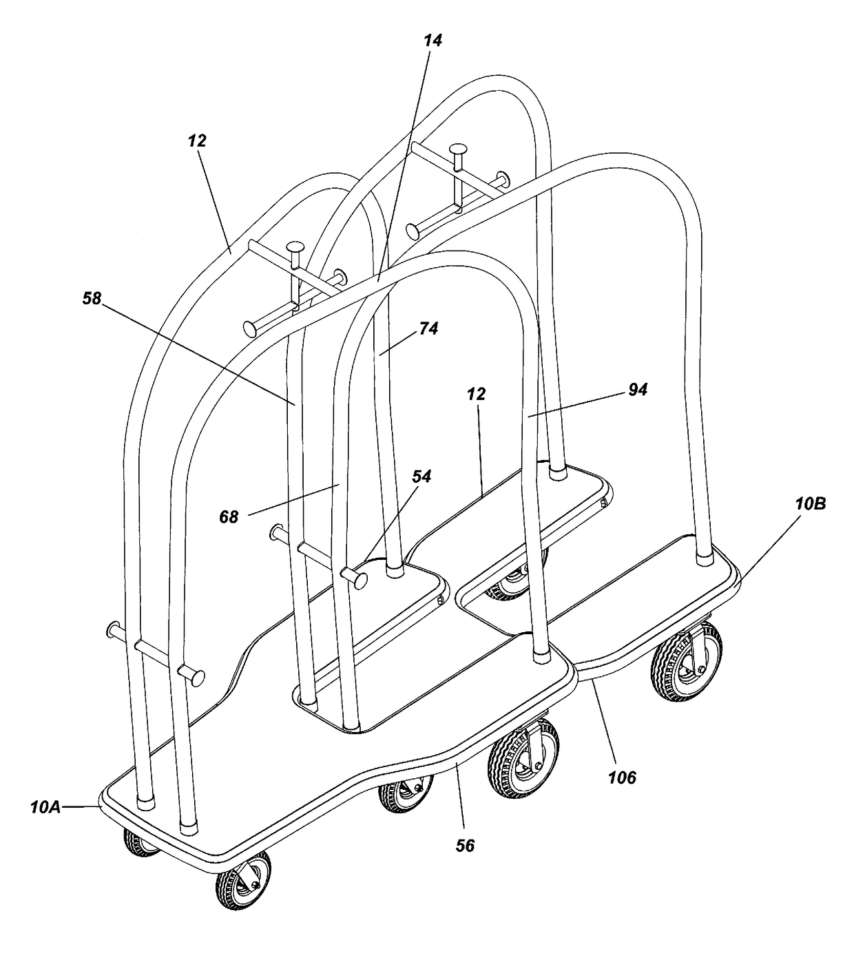 Nested luggage cart