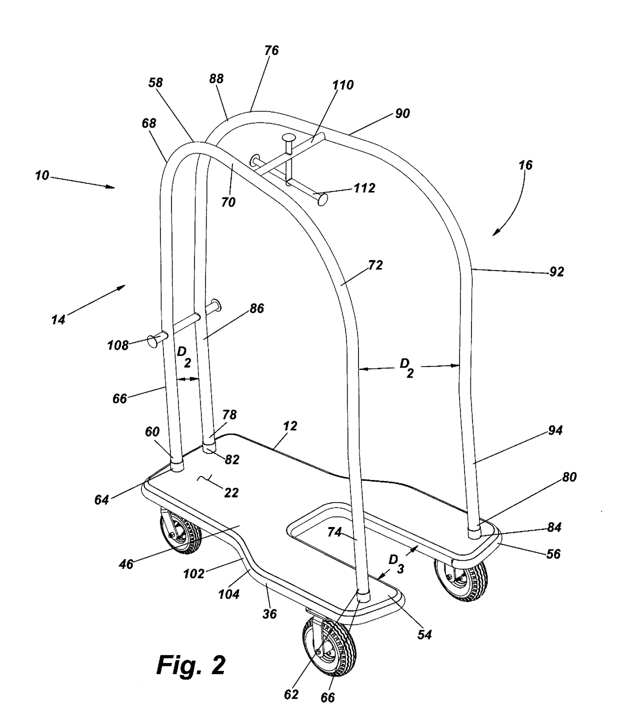 Nested luggage cart