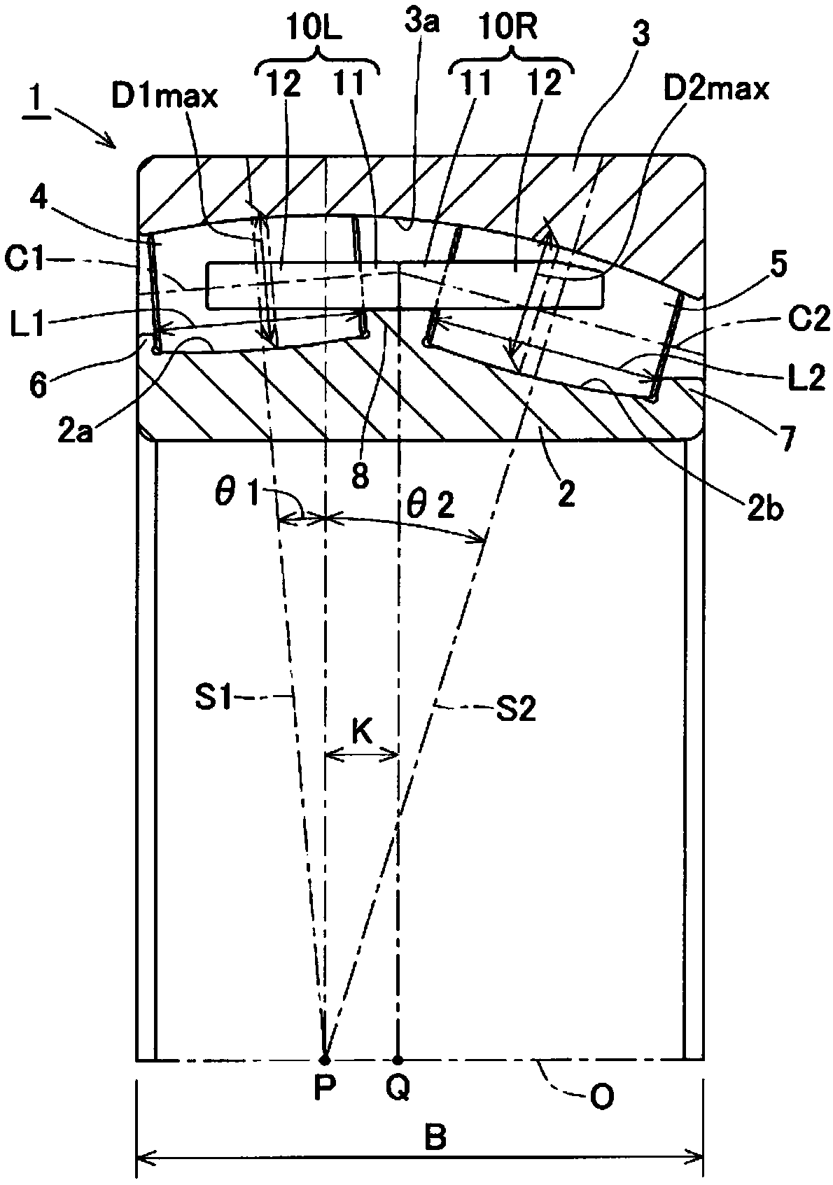 Double-row self-aligning roller bearing