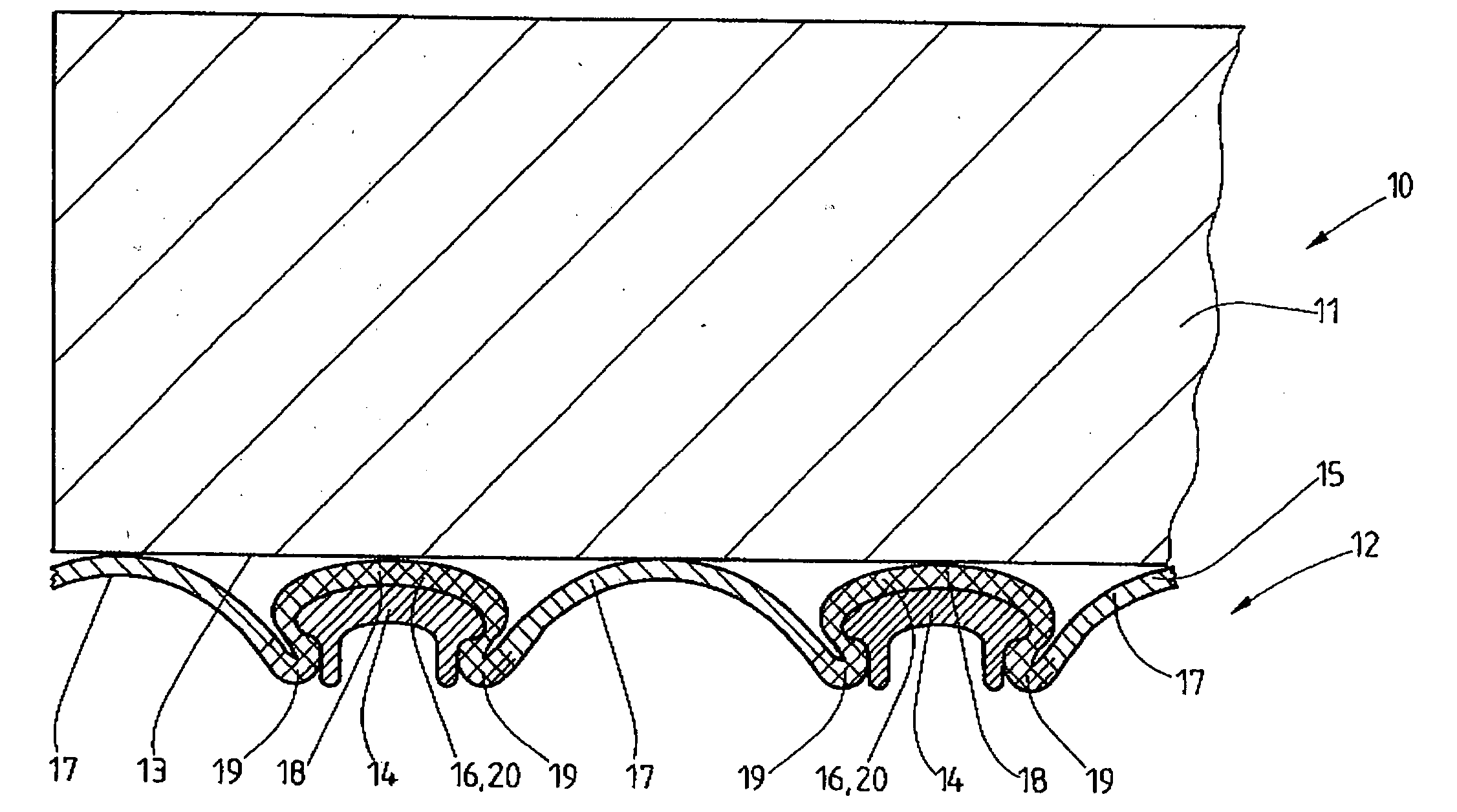 Underlay for the human body and method for producing the same