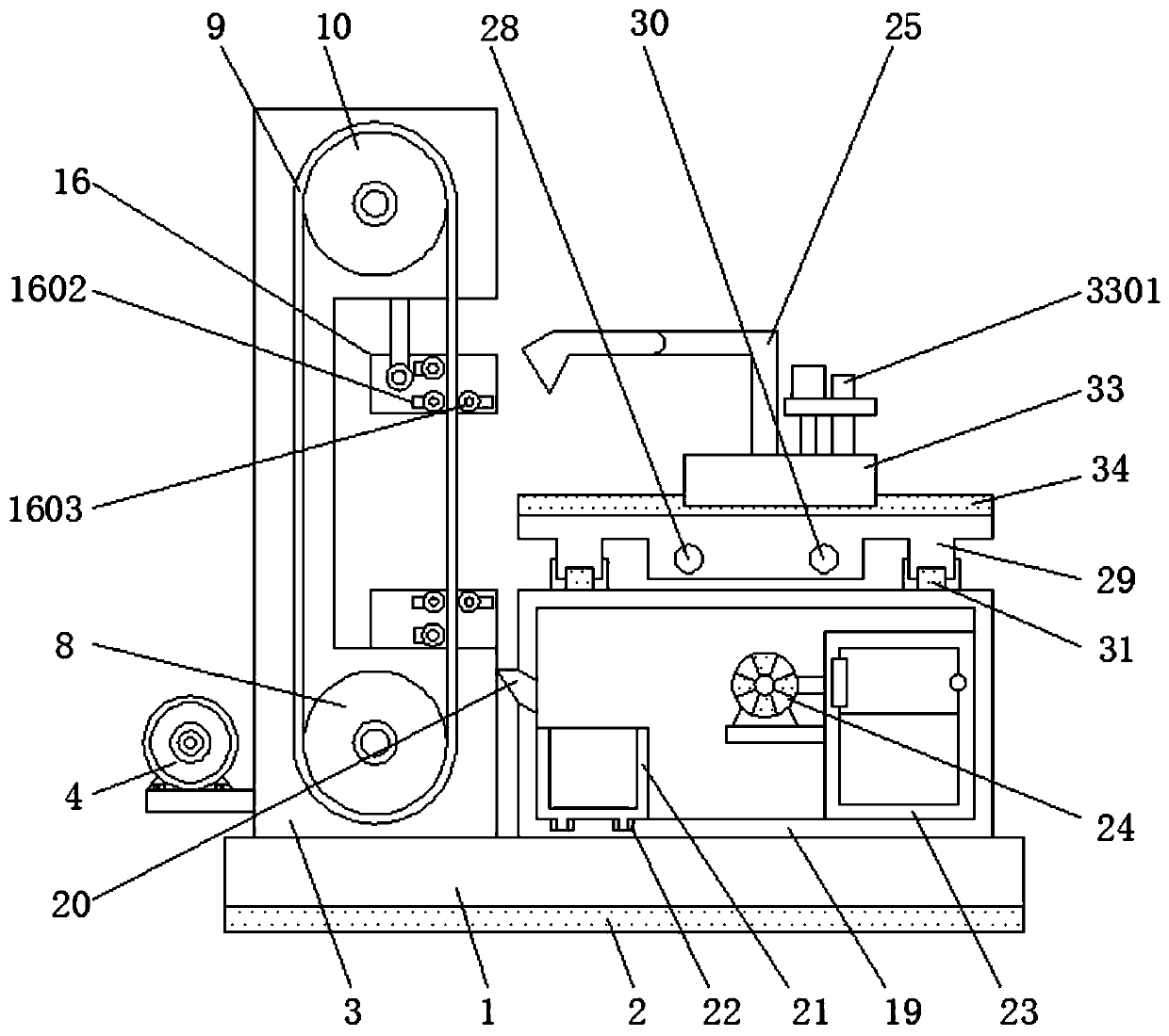 Numerical control band-sawing machine facilitating dust collection