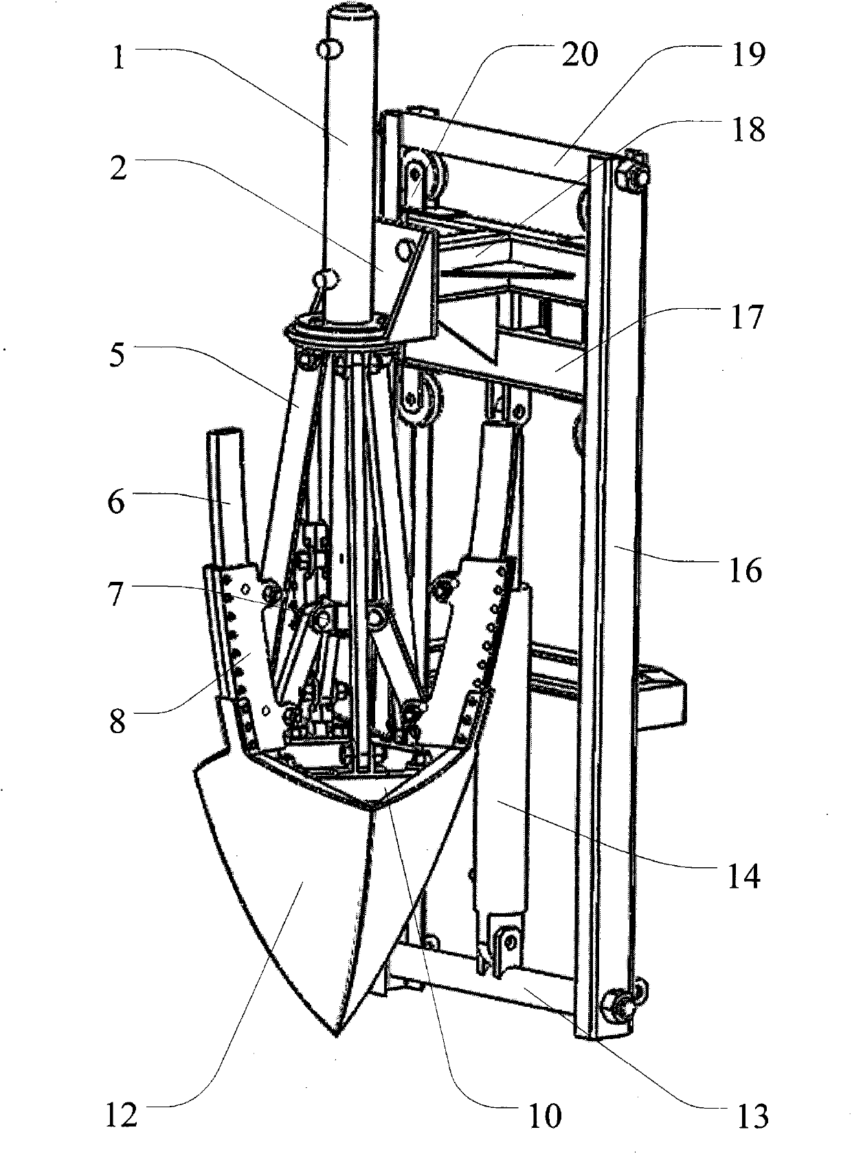 Pit digging and soil covering mechanism for orchard