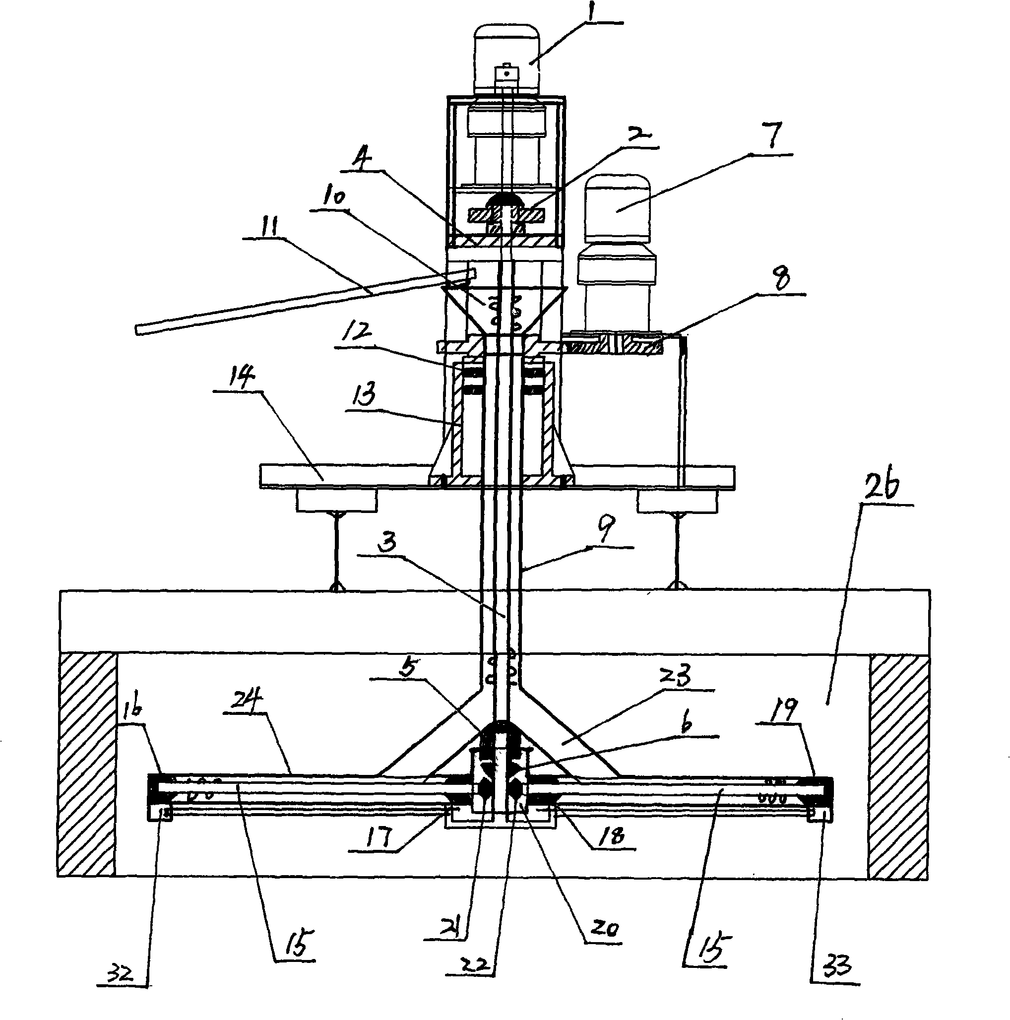 Material-strewing device of all-electric hexagonal glass Melting Furnace