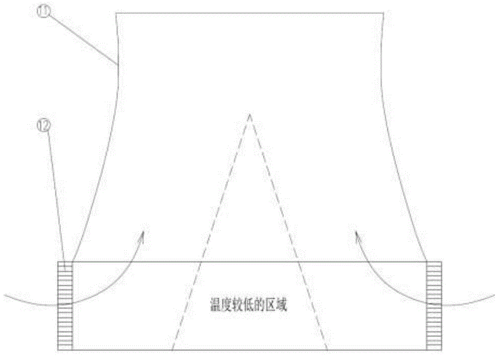 An indirect cooling tower with triangular petal-like arrangement