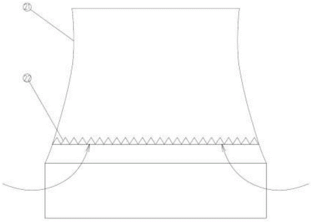 An indirect cooling tower with triangular petal-like arrangement