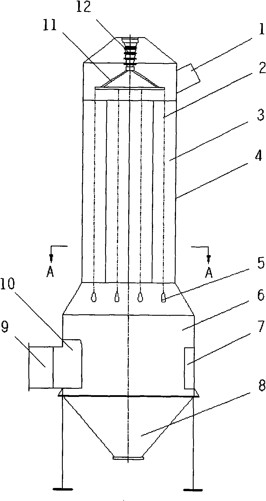 High-voltage electrostatic dust separator for industrial furnace