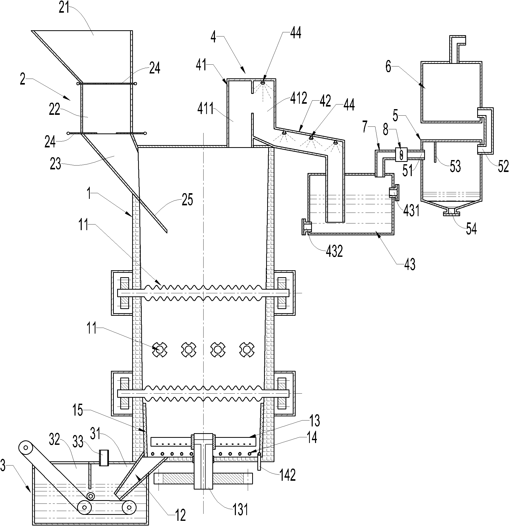 A biomass waste pyrolysis furnace system