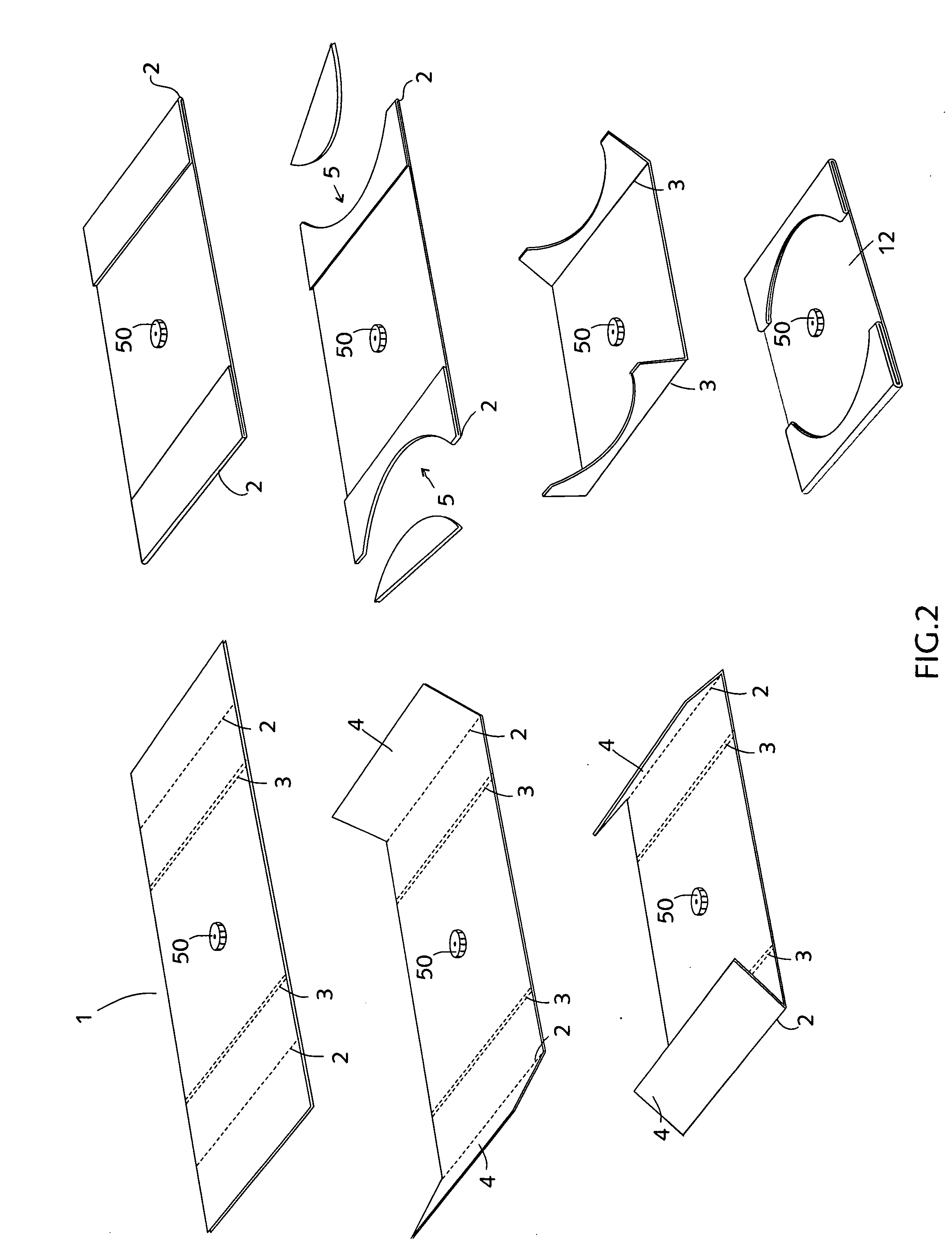 Paperboard CD or DVD tray with paper hub