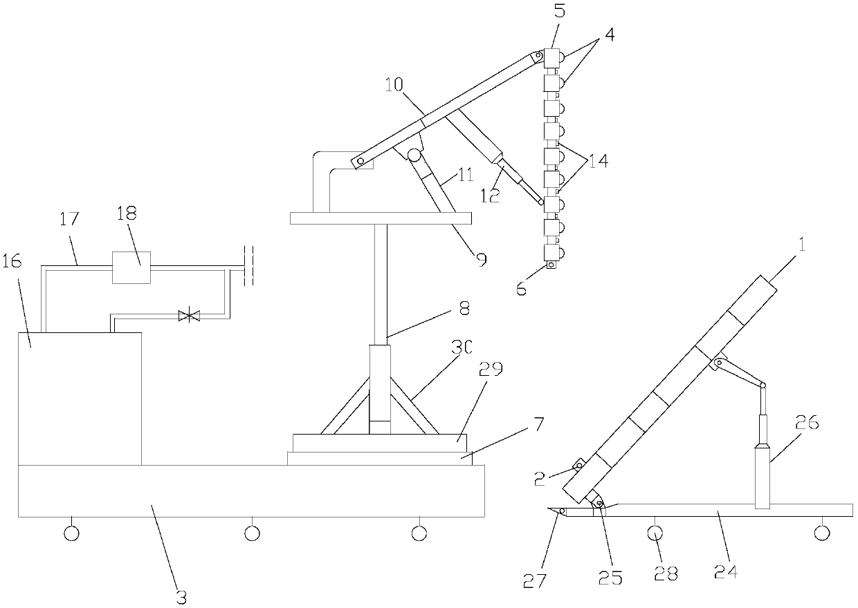 Indoor simulation test device for subgrade slope scour