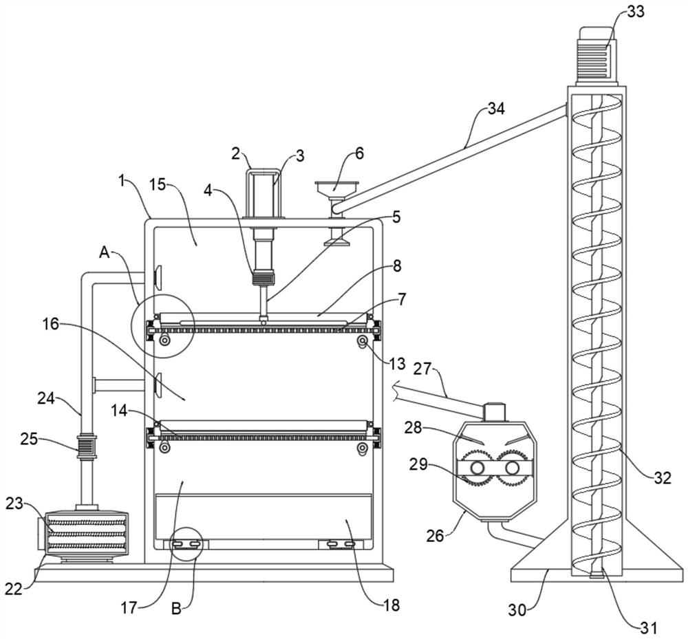 Particle screening device for pig feed production and working method thereof