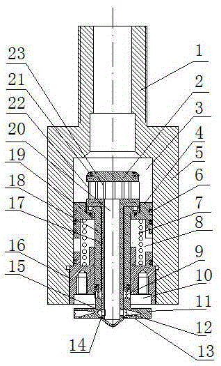 A double-rotating jet-flushing device for spud shoe lifting on an offshore drilling platform