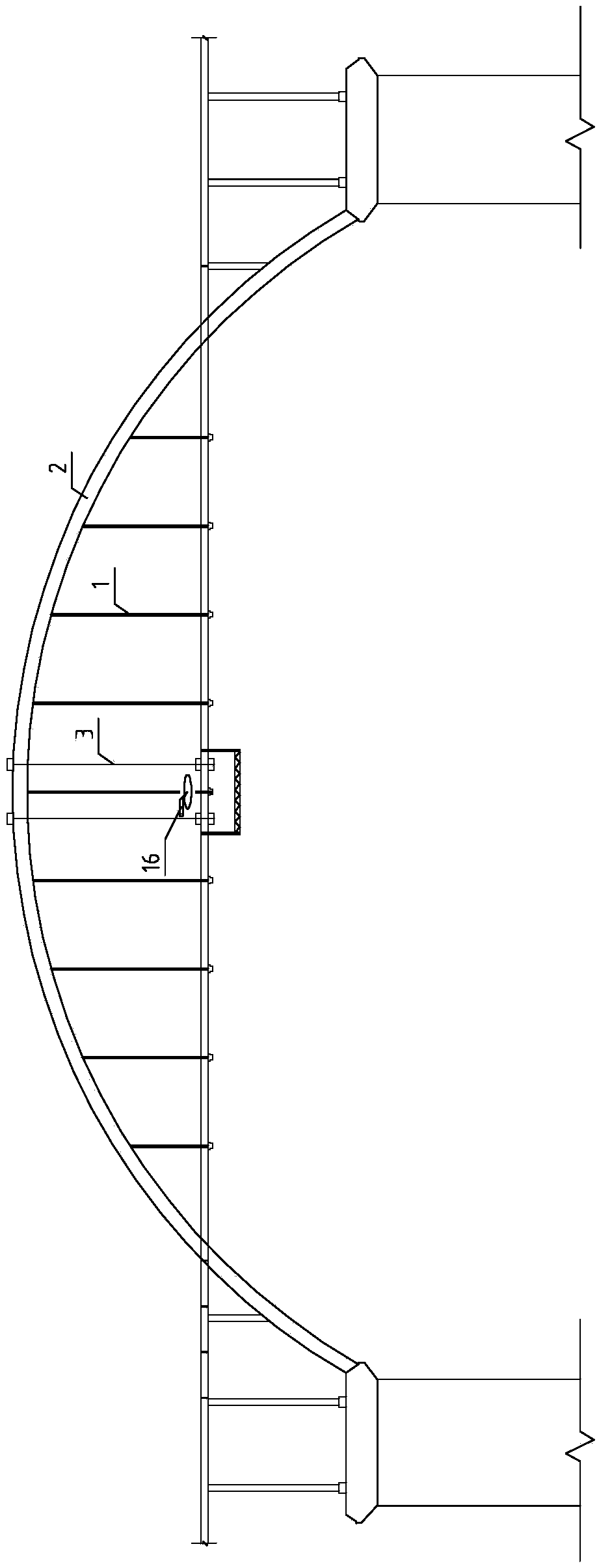 Construction method of quick replacement of suspension rods of mid-through and through arch bridges