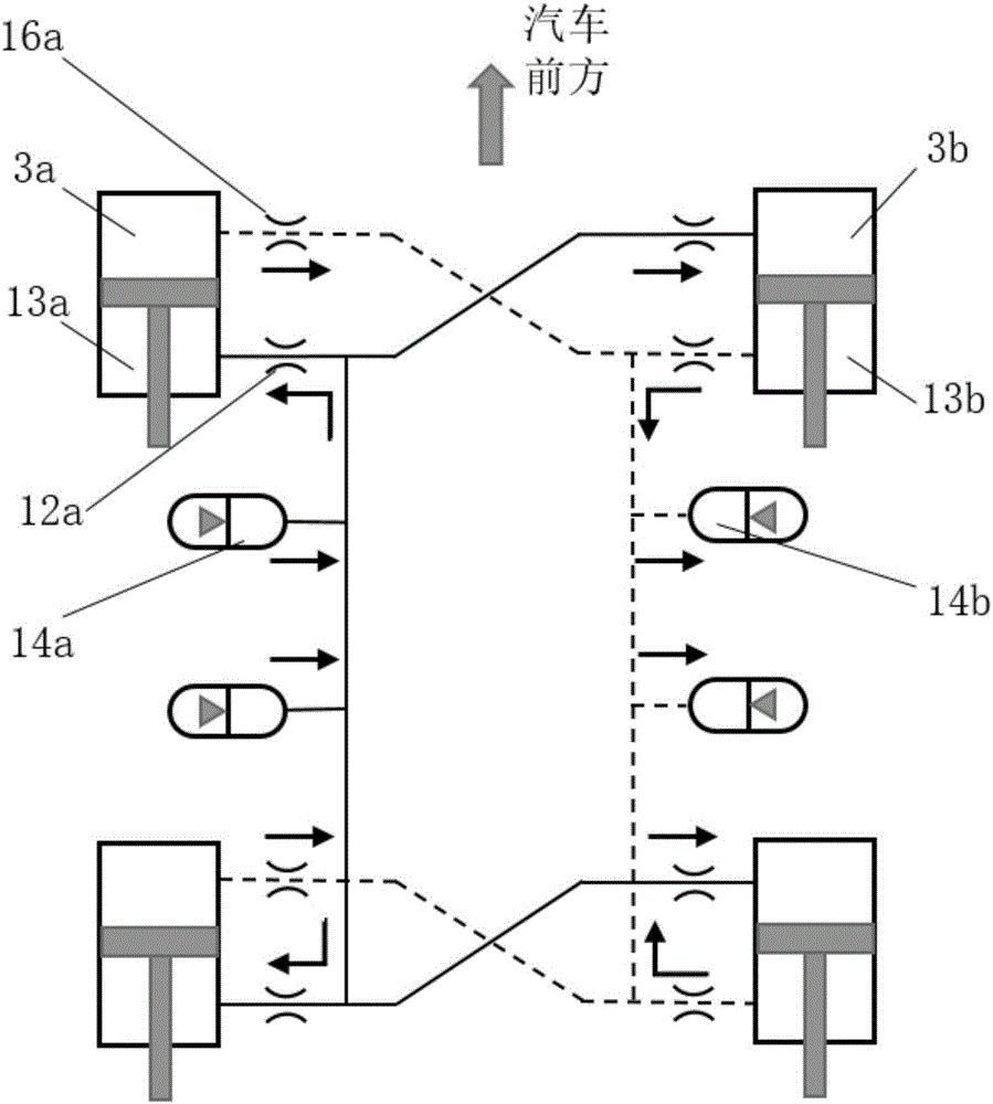 Damping shock absorber for hydraulic interconnection suspension